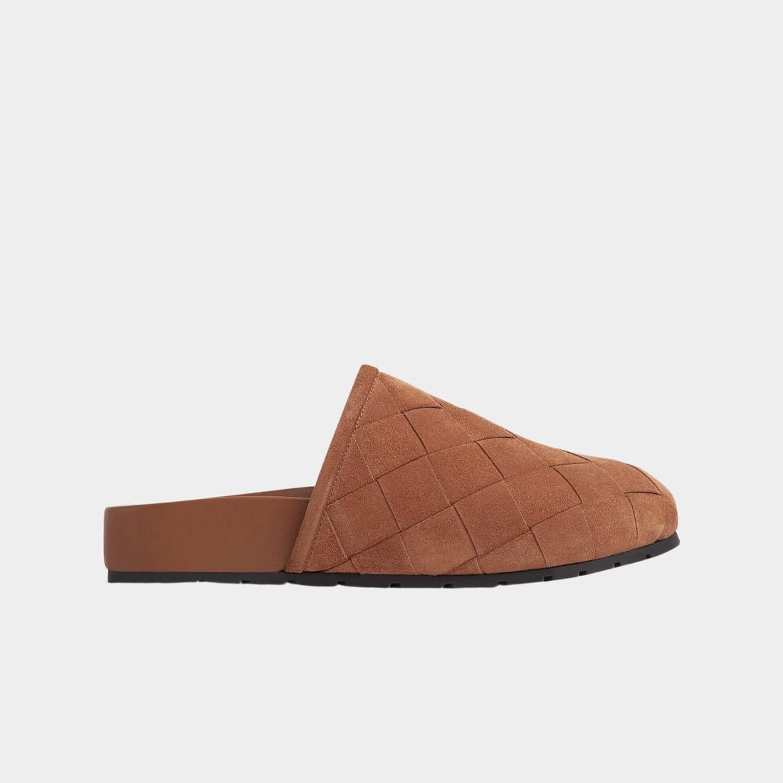 Bottega Veneta Reggie Padded Intrecciato Suede Mule Clog, Side