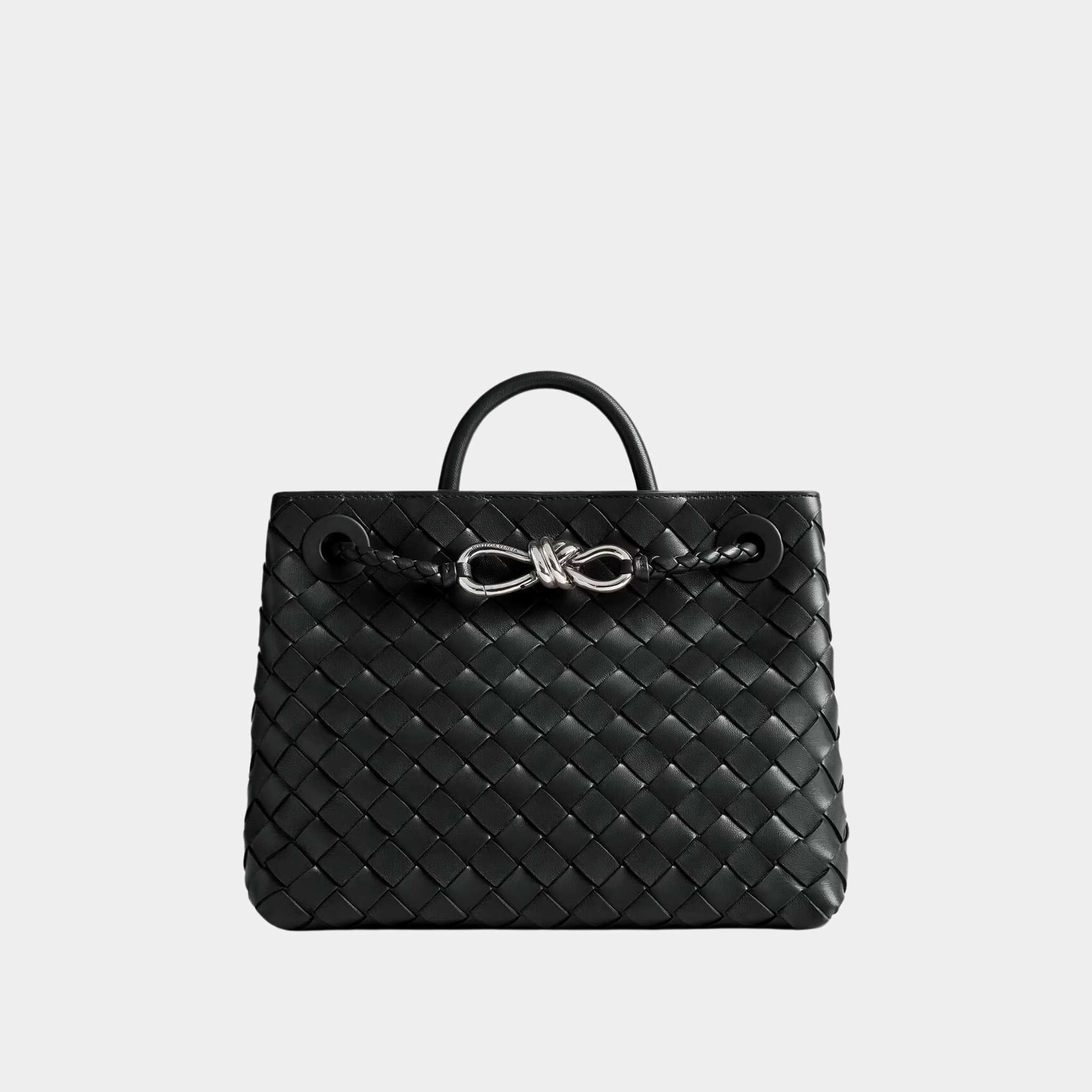 Bottega Veneta Small Andiamo, Black, Silver, Front