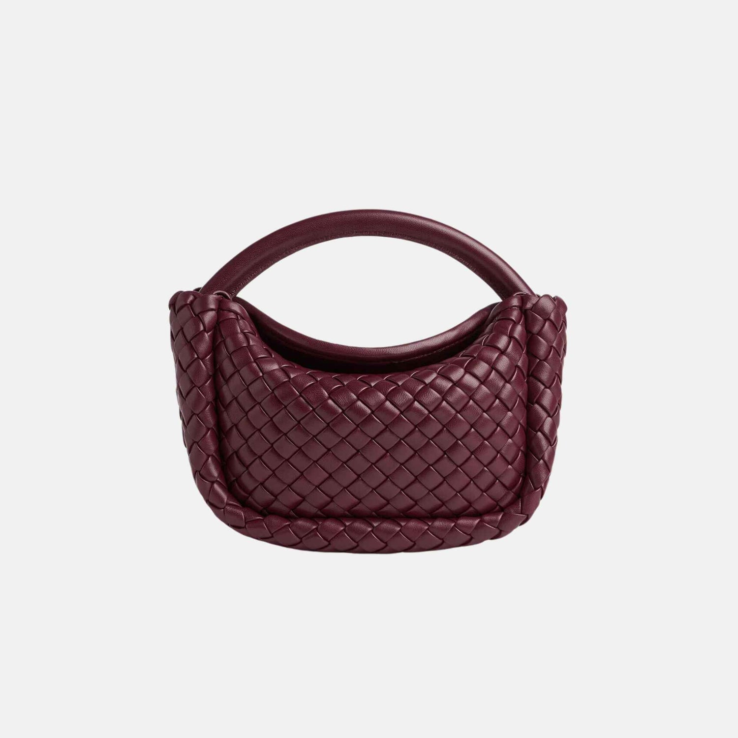 Bottega Veneta Small Cobble Top Handle Soft Padded Intreccio Leather, Borolo, Back