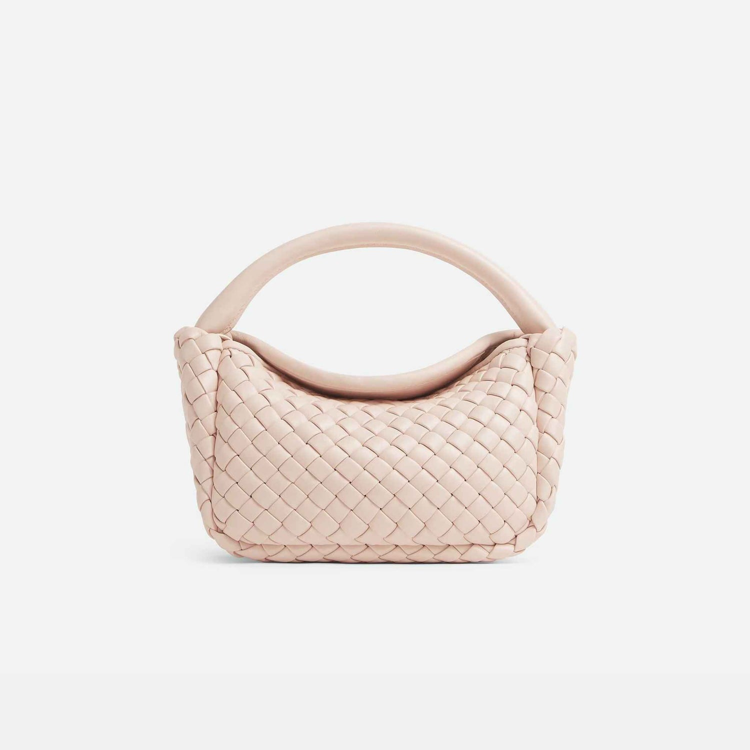 Bottega Veneta Small Cobble Top Handle Soft Padded Intreccio Leather, Cameo, front