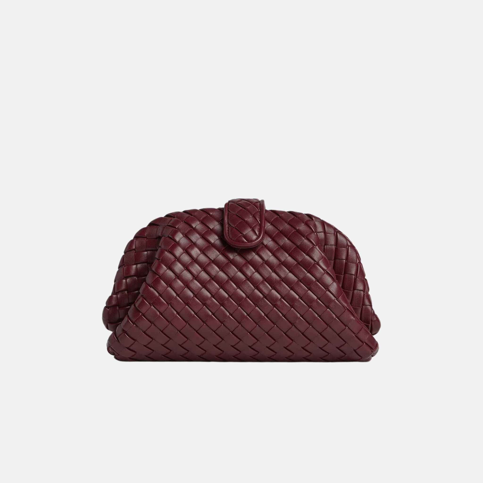 Bottega Veneta Small Lauren 1980 Clutch In Padded Intrecciato Leather, Borolo, Back