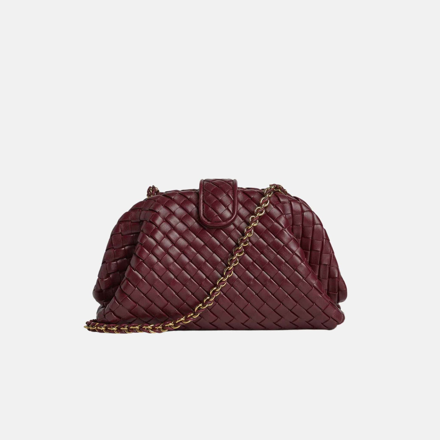 Bottega Veneta Small Lauren 1980 Clutch In Padded Intrecciato Leather, Borolo, Front