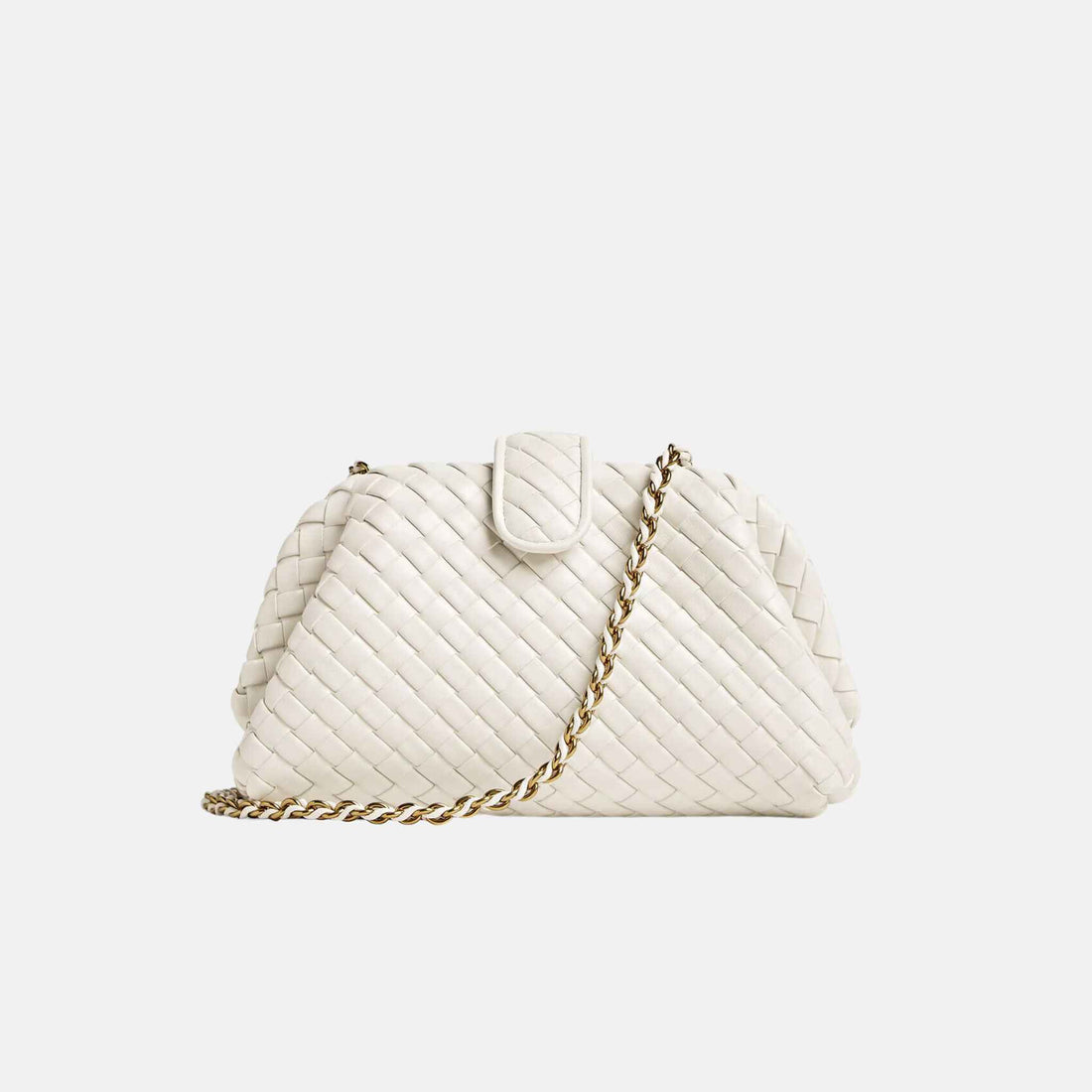 Bottega Veneta Small Lauren 1980 Clutch In Padded Intrecciato Leather, Chalk, Front