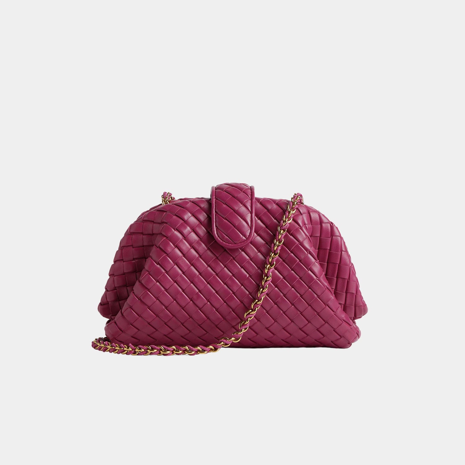 Bottega Veneta Small Lauren 1980 Clutch Padded Intrecciato, Cinnabar, Front