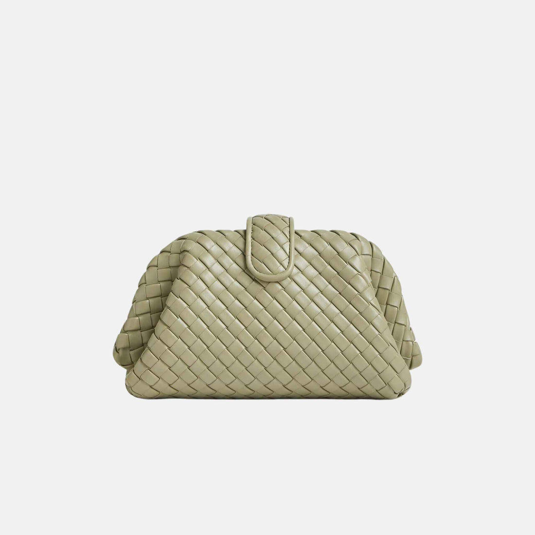 كلاتش Lauren 1980 الصغيرة من Bottega Veneta بجلد Intrecciato المبطن، ترافرتين، من الخلف