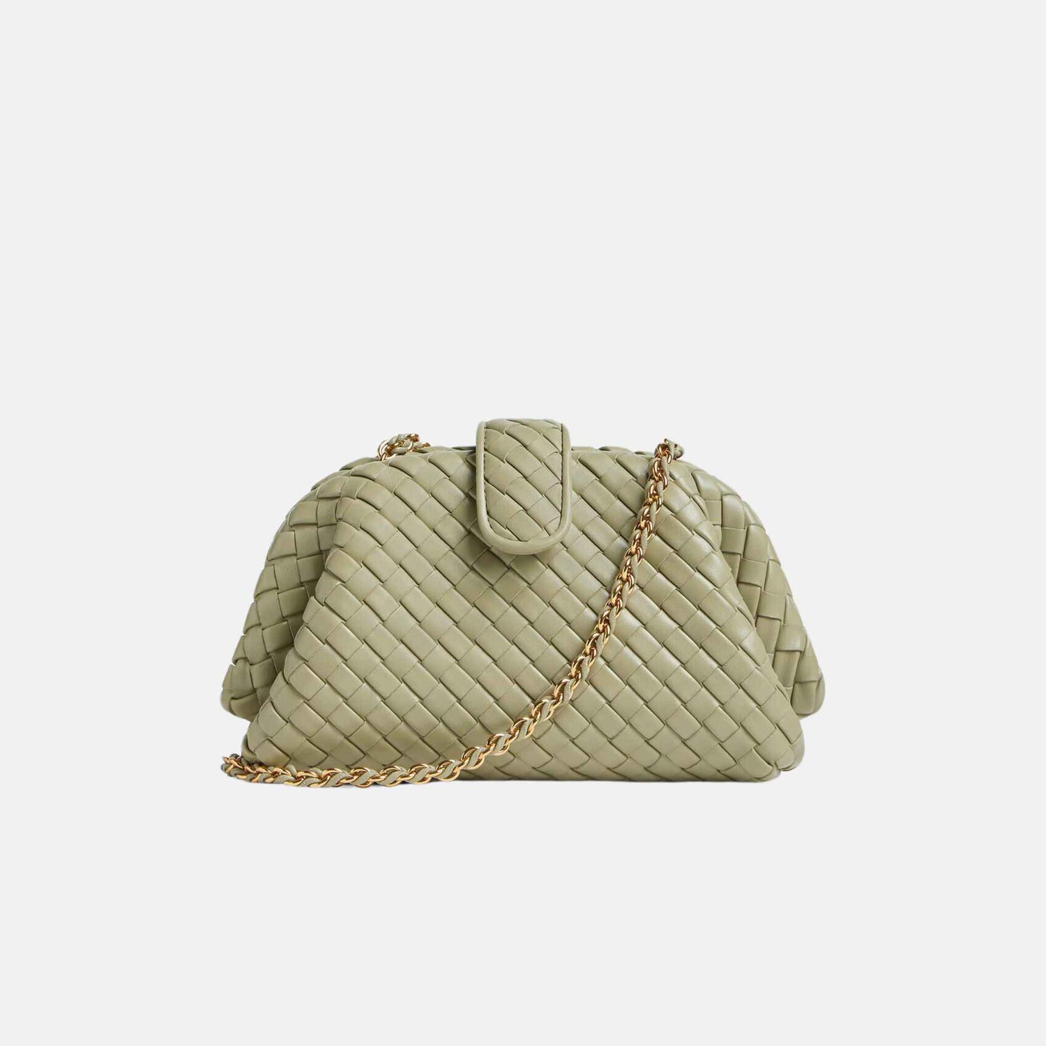 Bottega Veneta Small Lauren 1980 Clutch In Padded Intrecciato Leather, Travertine, Front