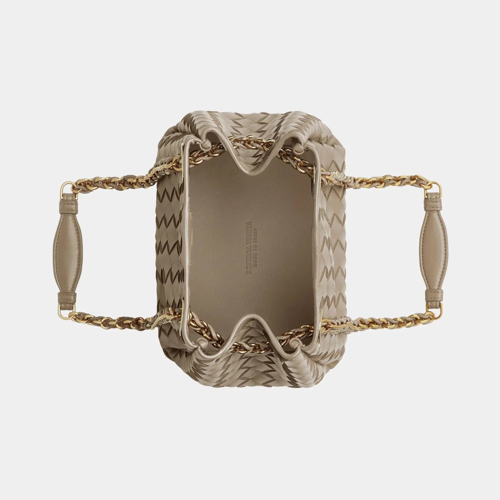 Bottega Veneta Small Parachute Chain Supple Intrecciato Leather, Limestone, Top