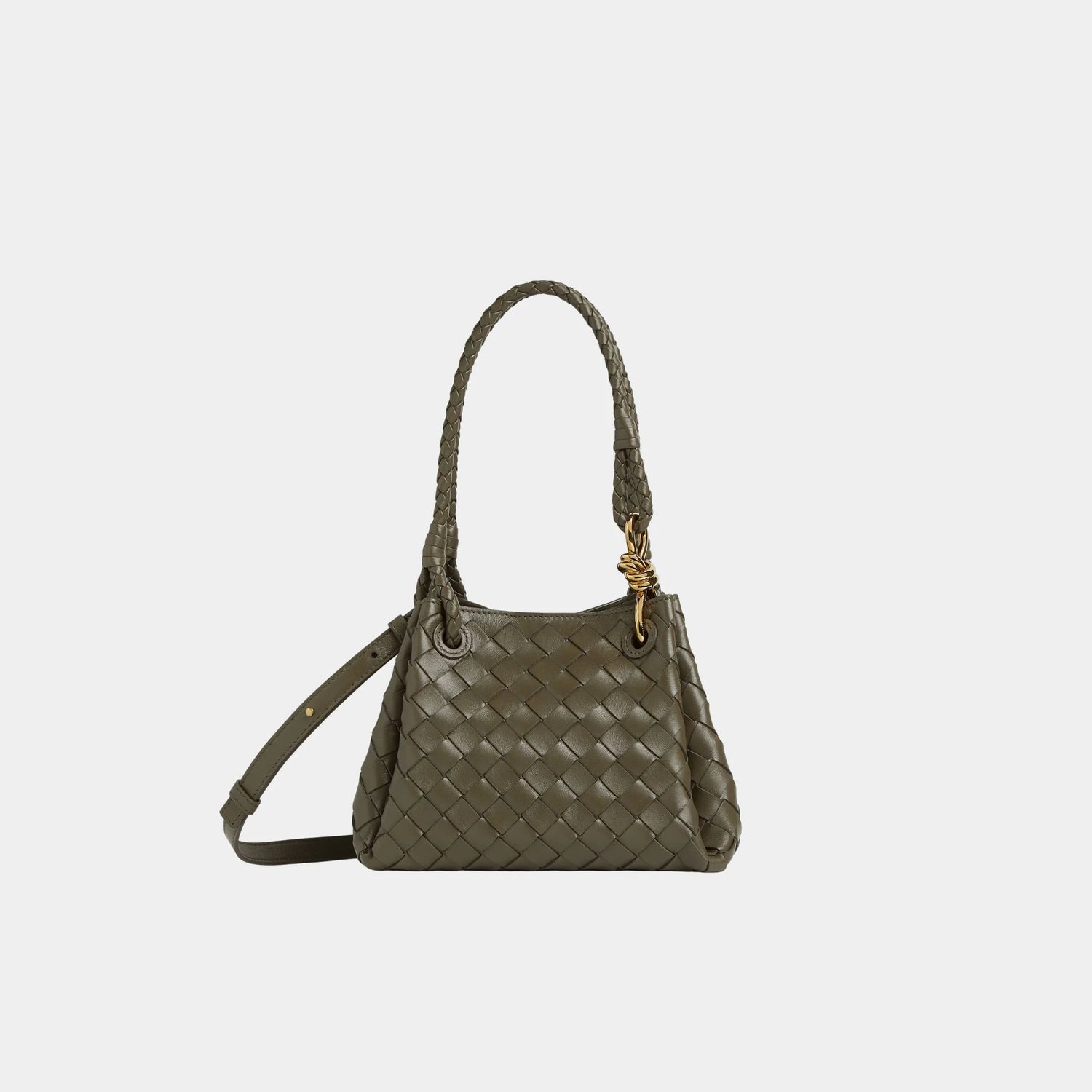 Bottega Veneta Small Parachute Shoulder Bag, Cypress, Front