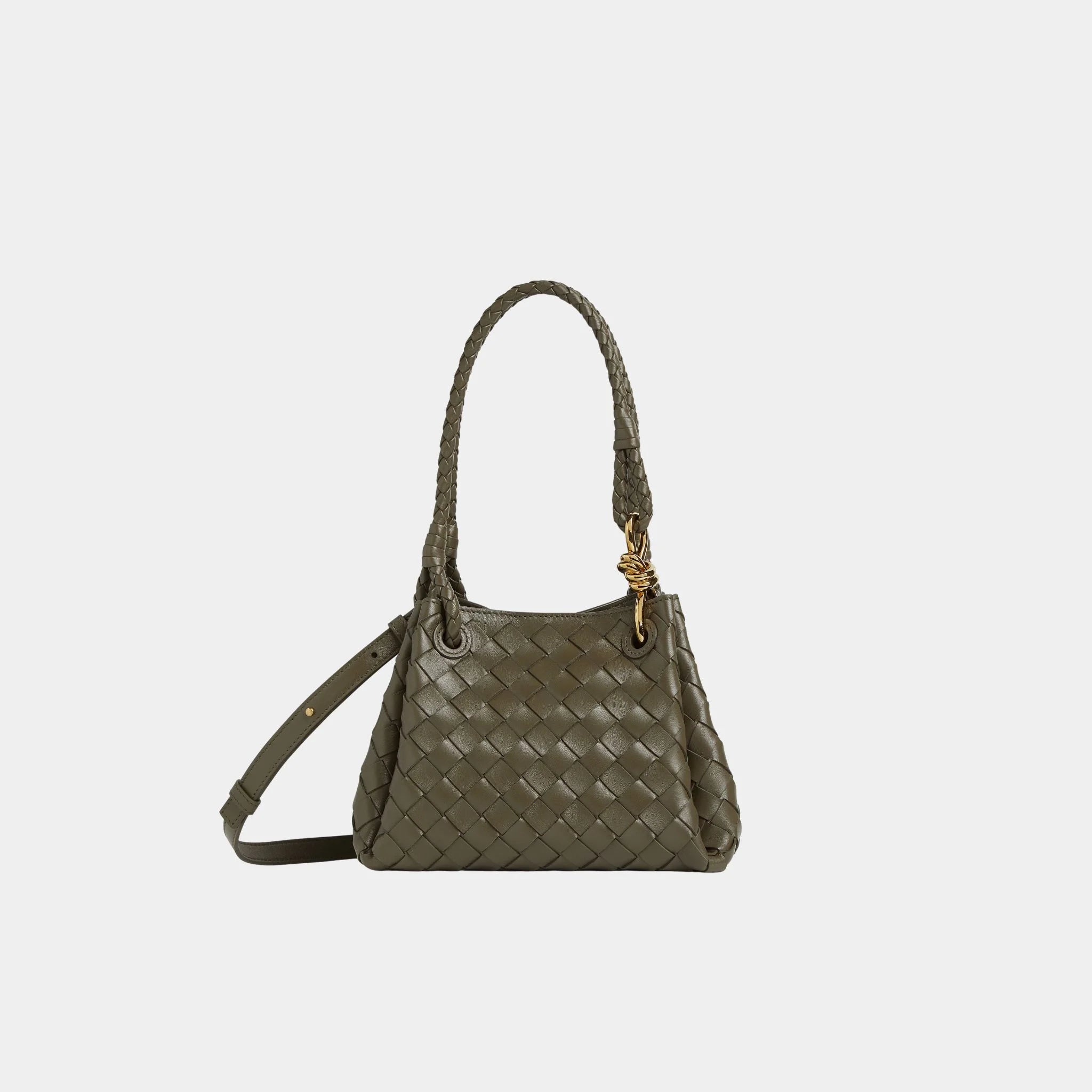 Bottega Veneta Small Parachute Shoulder Bag, Cypress, Front