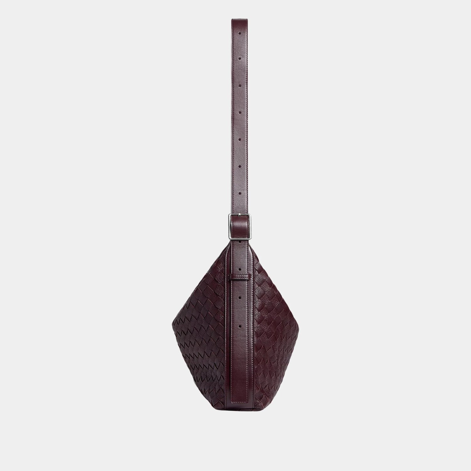 Bottega Veneta Small Traveler Hobo Bag In Intrecciato Deer Skin, Fondant, Side