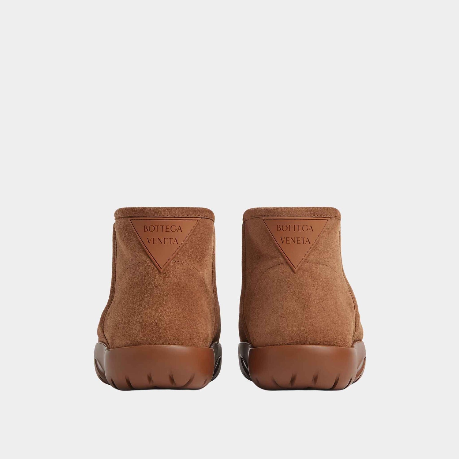 Bottega Veneta Snap Mini Ankle Boot Suede, Caramel, Back