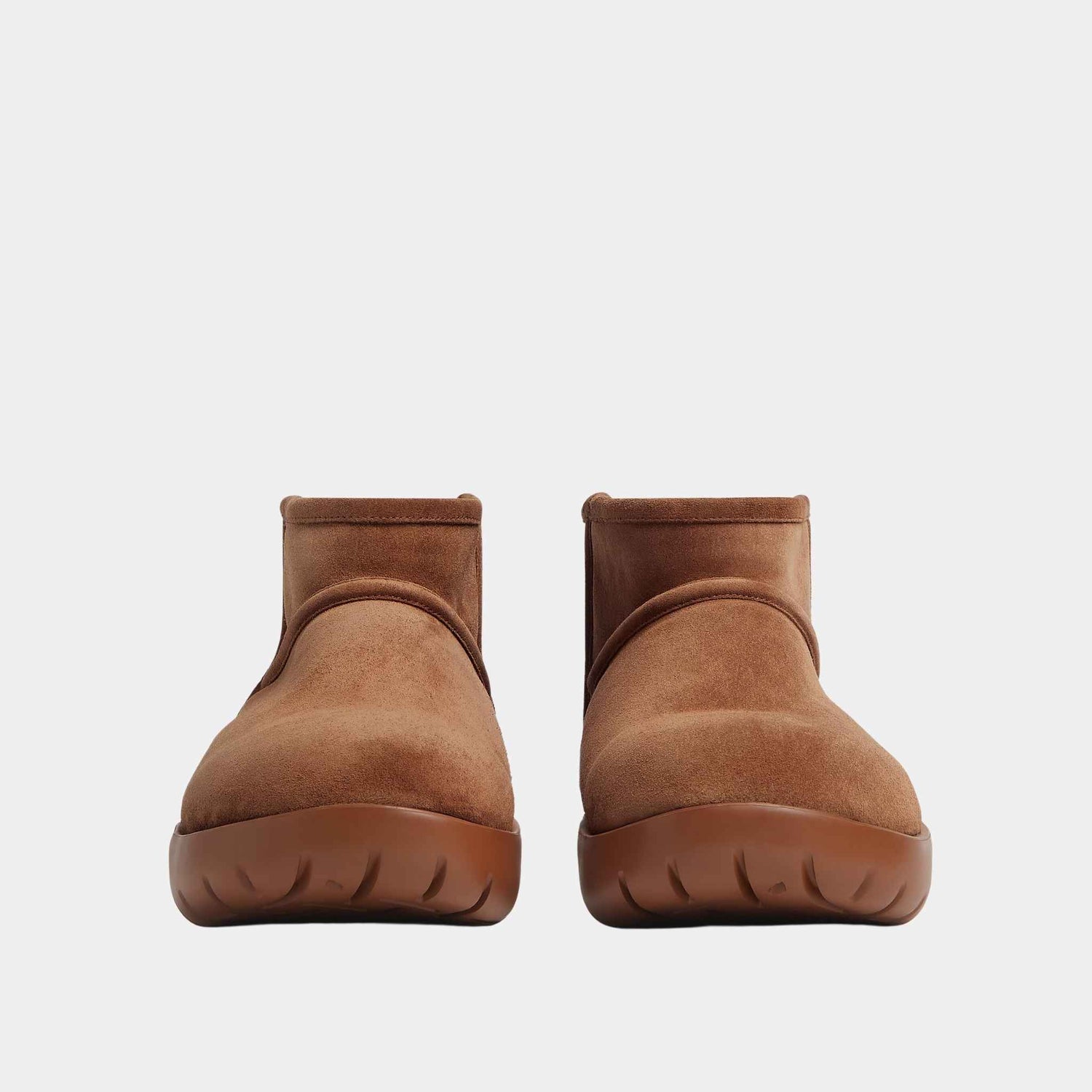 Bottega Veneta Snap Mini Ankle Boot Suede, Caramel, Front