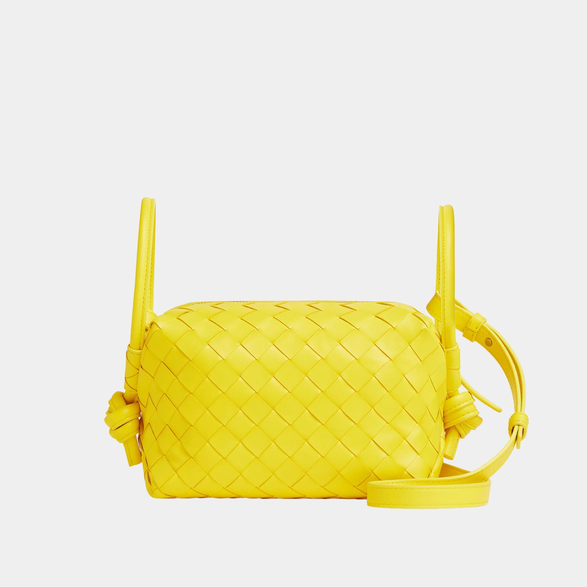 Bottega Veneta Top Handle Loop Cross Body Bag, Sulfur, Back