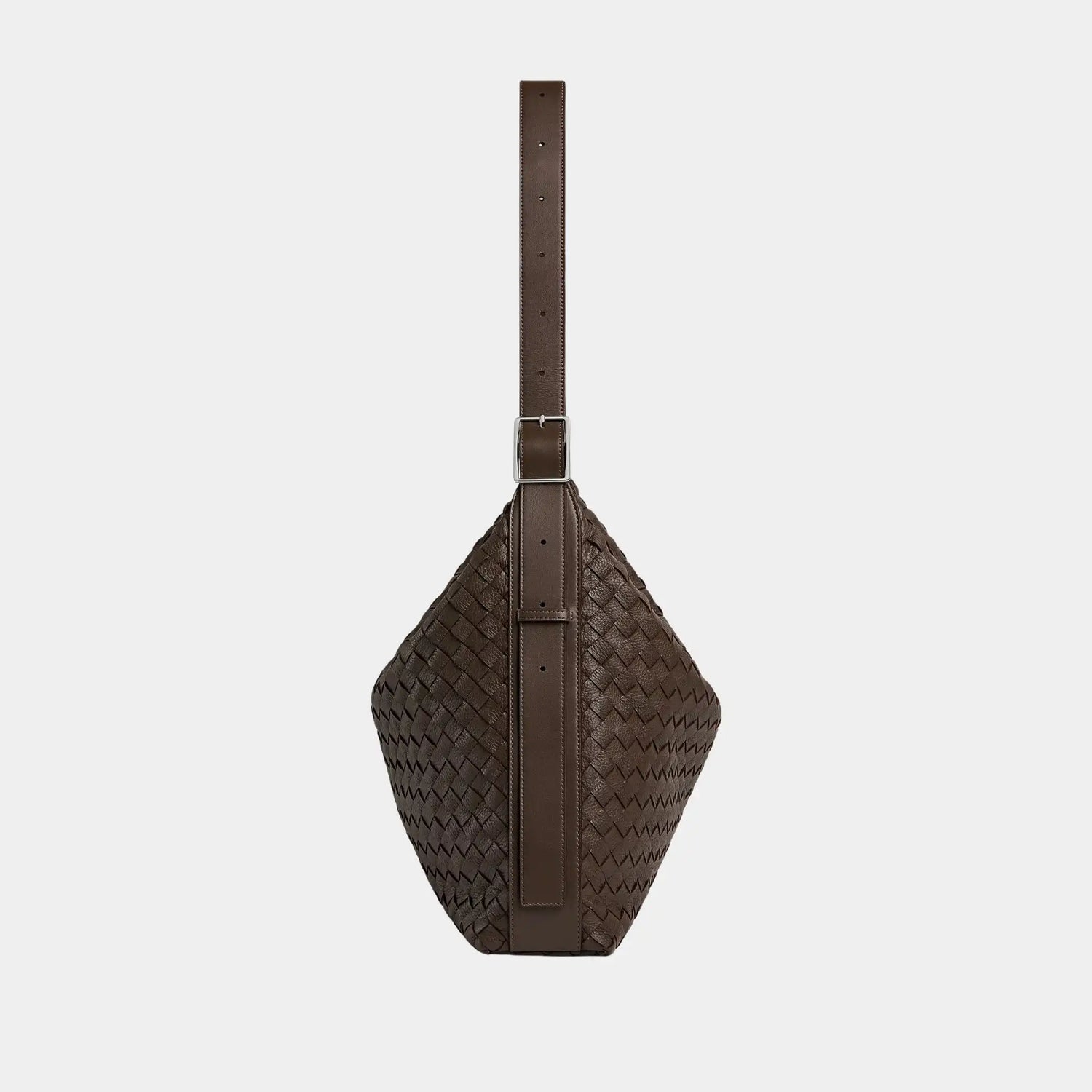 Bottega Veneta Traveler Hobo bag In Intrecciato Deer Skin, Old Wood, Side