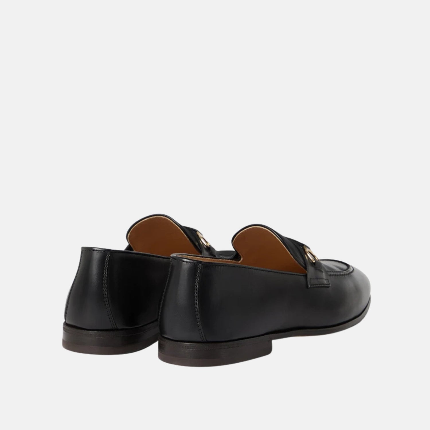 Brunello Cucinelli Soft Waxed Calfskin Loafers With Bit Detail, Black, Back