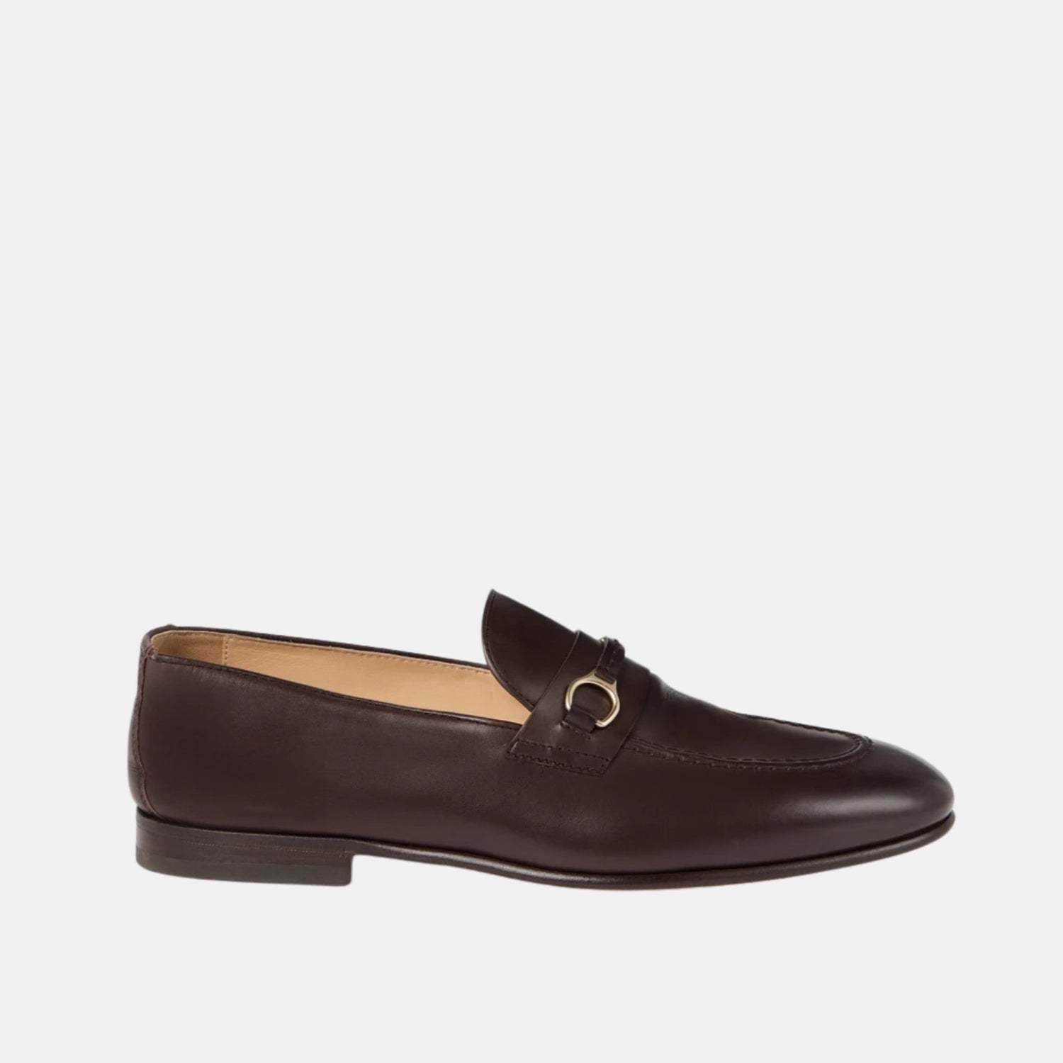 Brunello Cucinelli Soft Waxed Calfskin Loafers With Bit Detail, Brown, Side