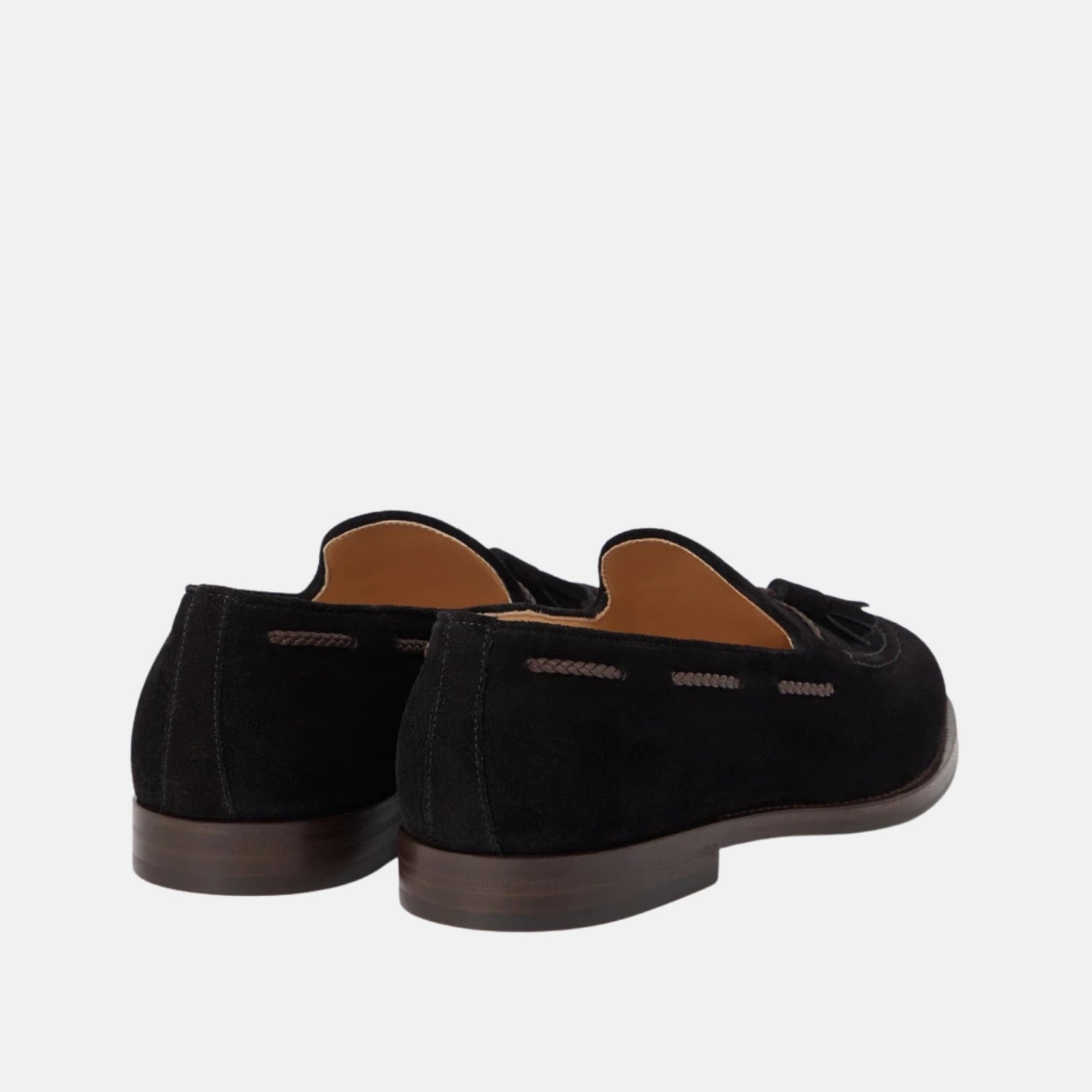 Brunello Cucinelli Suede Loafers With Tassels And Leather Lining, Black, Back