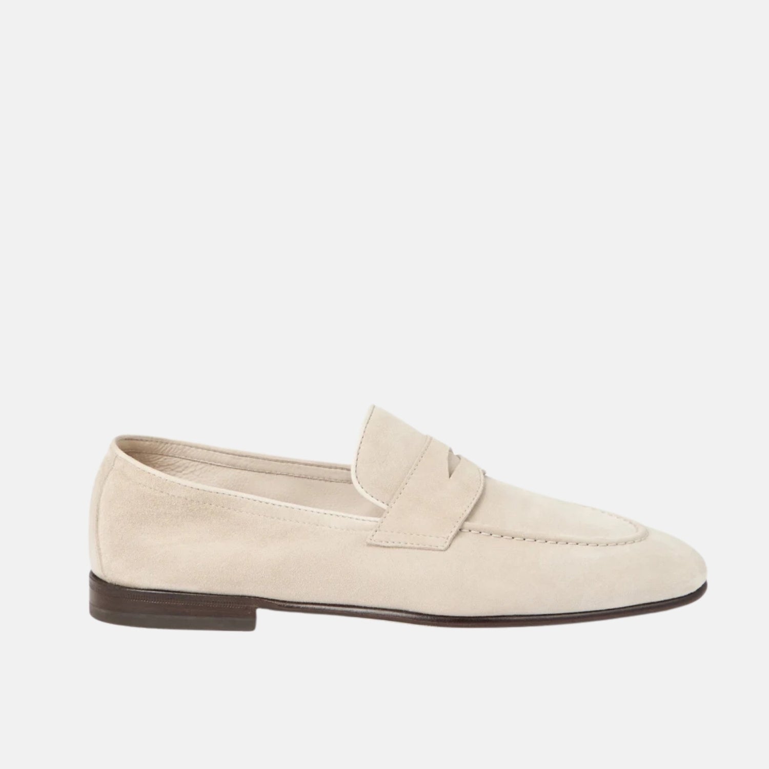Brunello Cucinelli Suede Soft Penny Loafers, Side