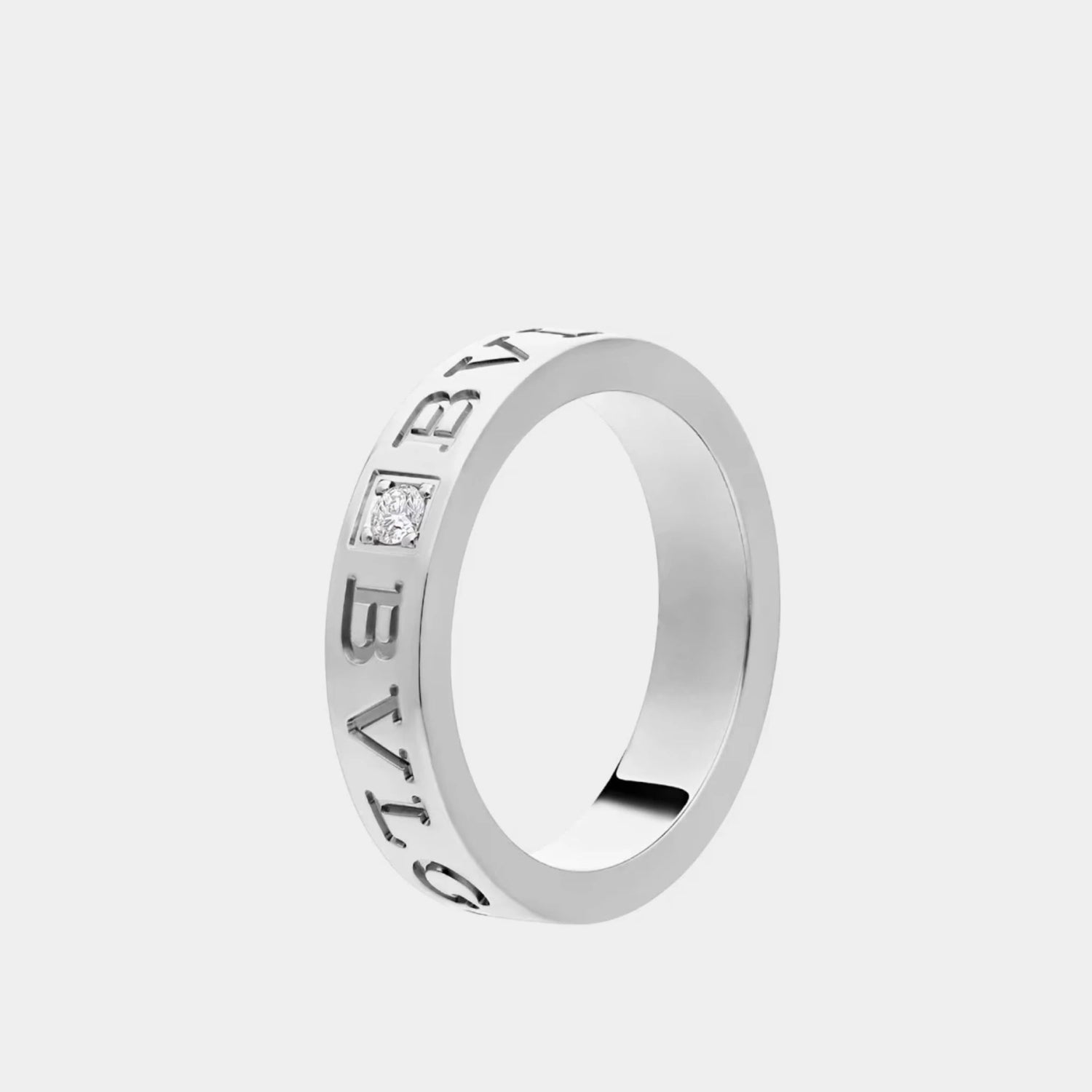 Bvlgari B.zero1 Essential Gold Band Diamond Ring, White Gold, Side