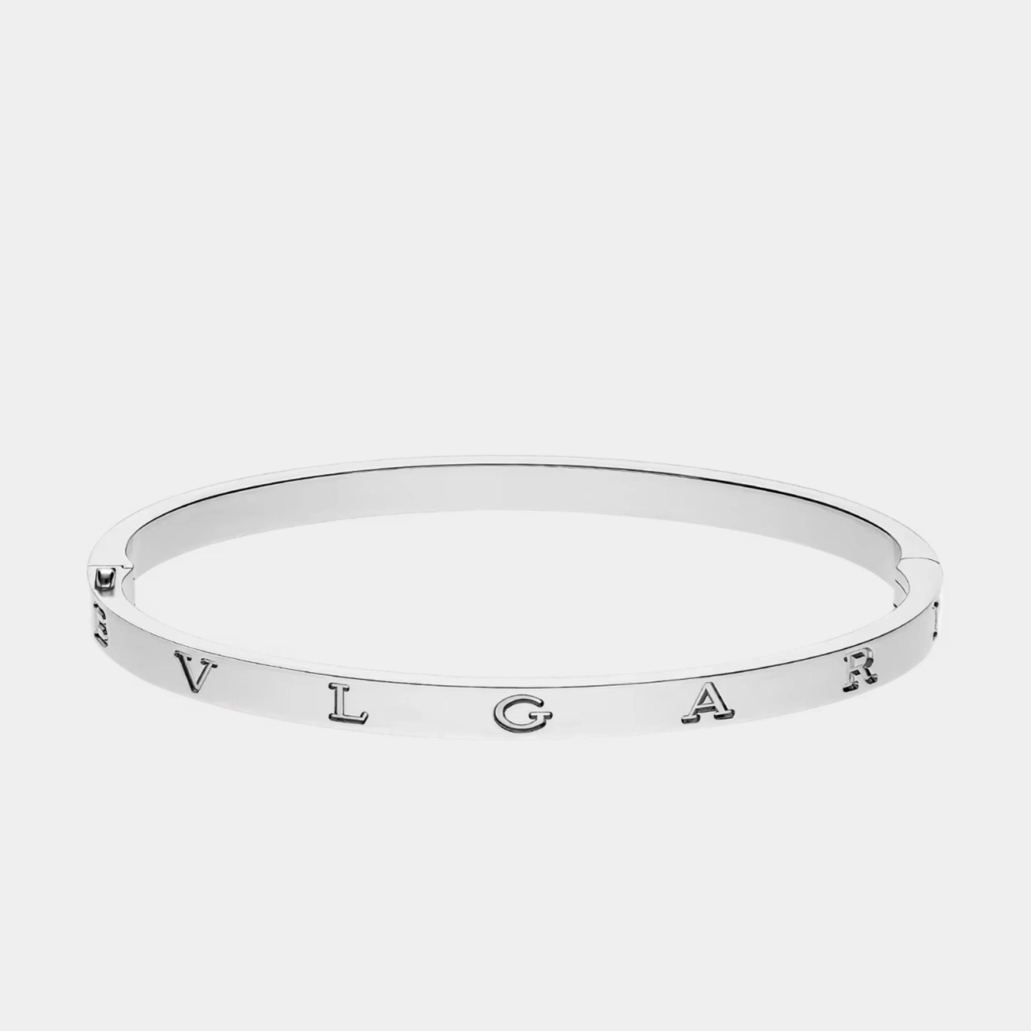 Bvlgari B.zero1 Essential Gold Bangle Bracelet, White Gold, Side