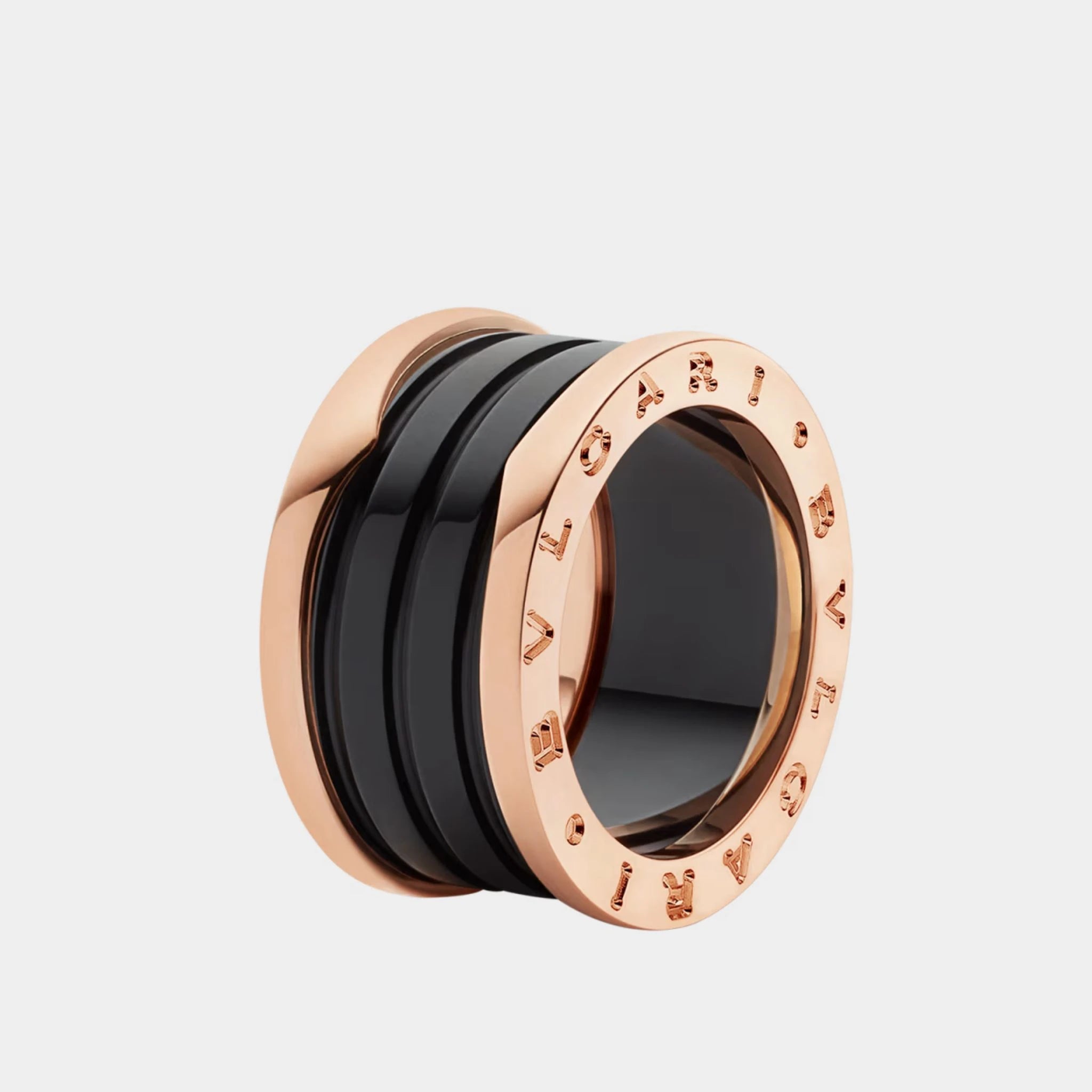 Bvlgari B.zero1 Four-band ring Two Rose Gold Loop-Black Ceramic Spiral