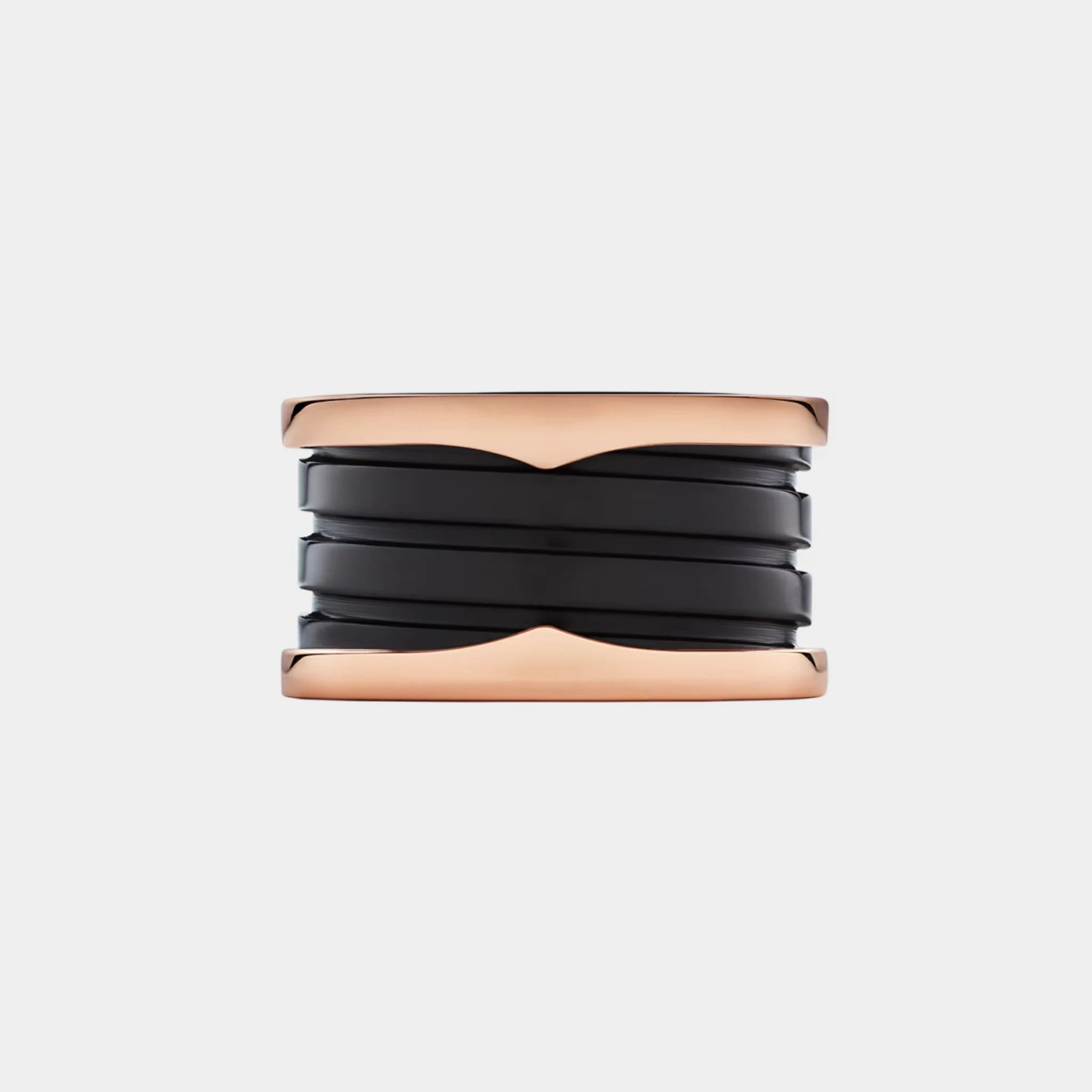 Bvlgari B.zero1 Four-band ring Two Rose Gold Loop-Black Ceramic Spiral