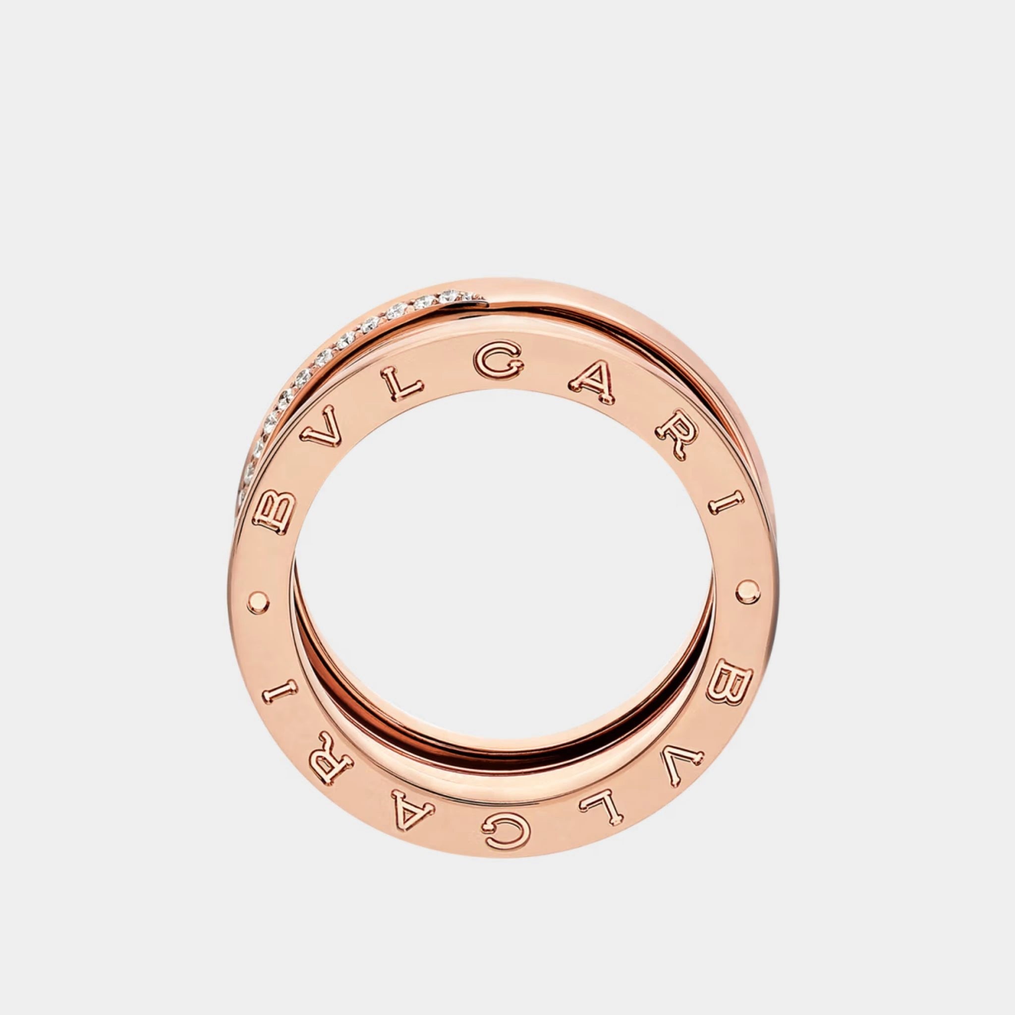 B.zero1 Gold Demi-Pavé Diamond Ring 3 Band, Rose Gold, Side