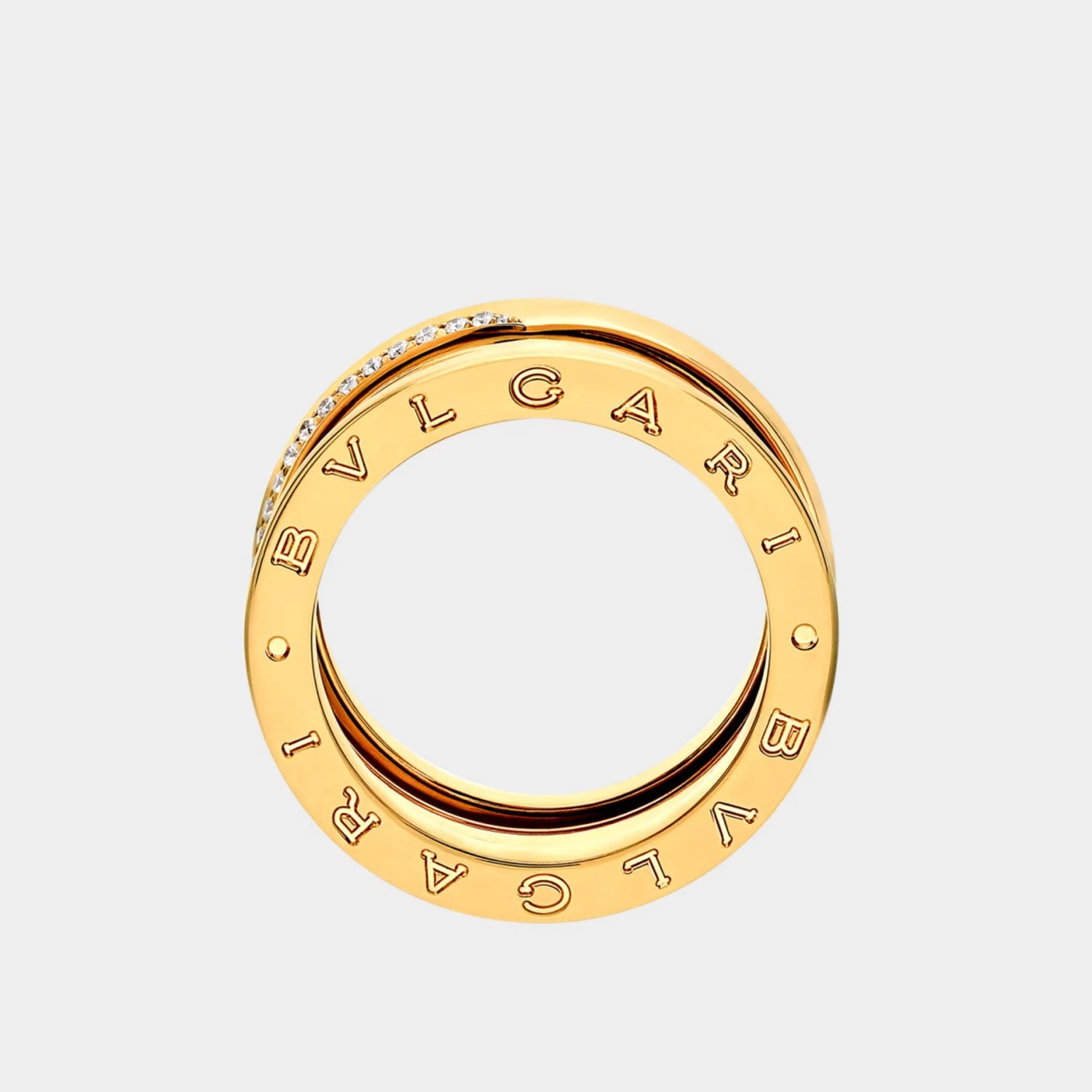 B.zero1 Gold Demi-Pavé Diamond Ring 3 Band, Yellow Gold, Side