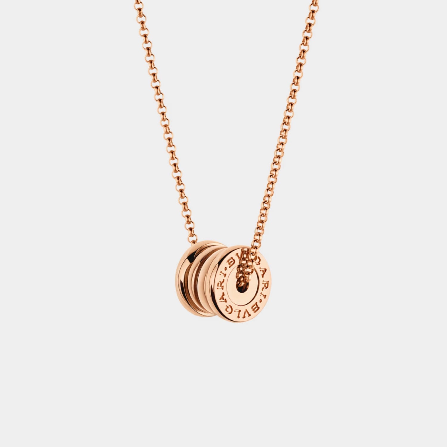 B.zero1 Gold Necklace Mini Pendant, Rose Gold, Front