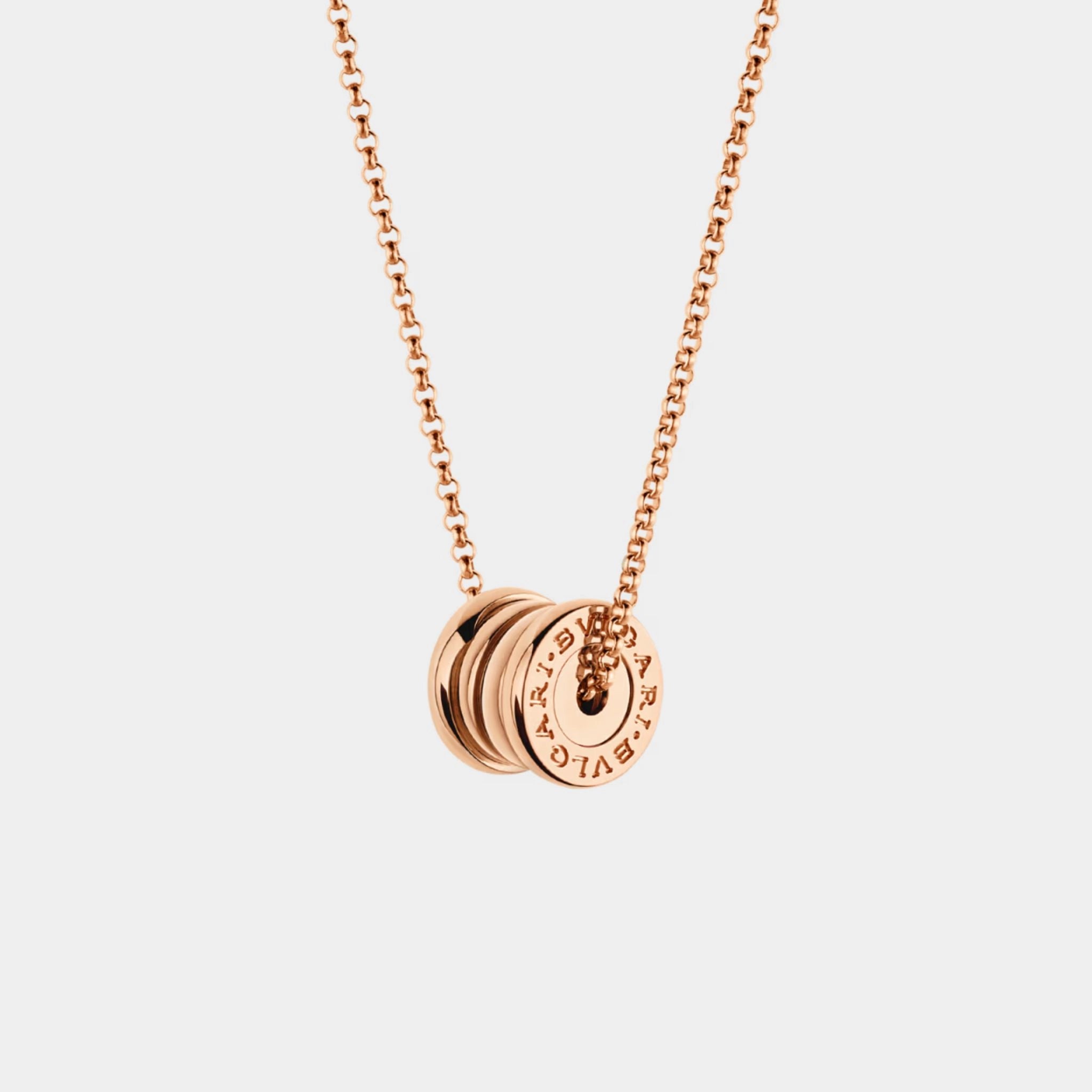B.zero1 Gold Necklace Mini Pendant, Rose Gold, Front