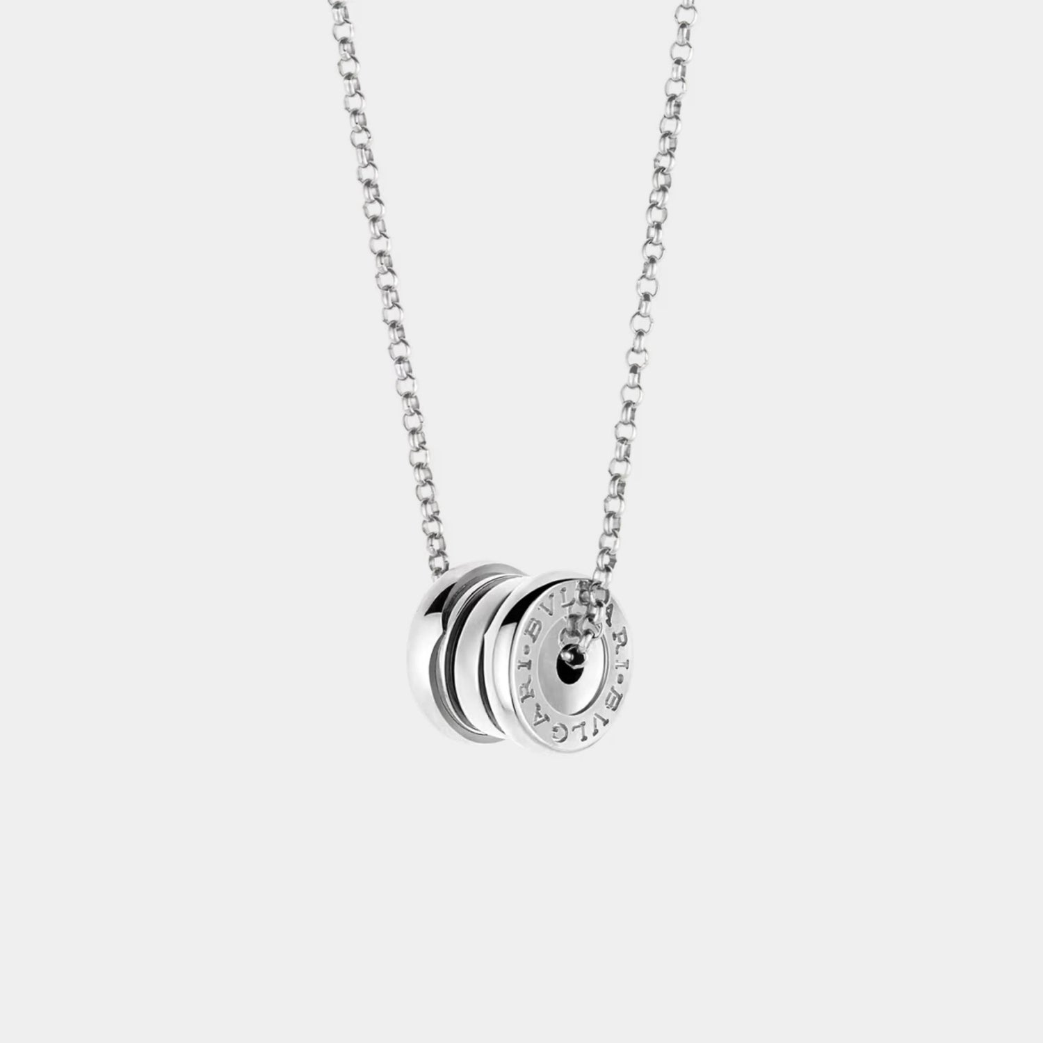 B.zero1 Gold Necklace Mini Pendant, White Gold, Front
