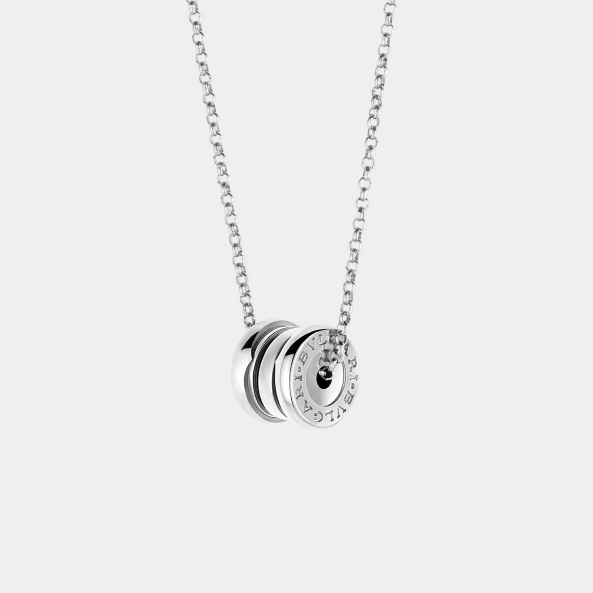 B.zero1 Gold Necklace Mini Pendant, White Gold, Front