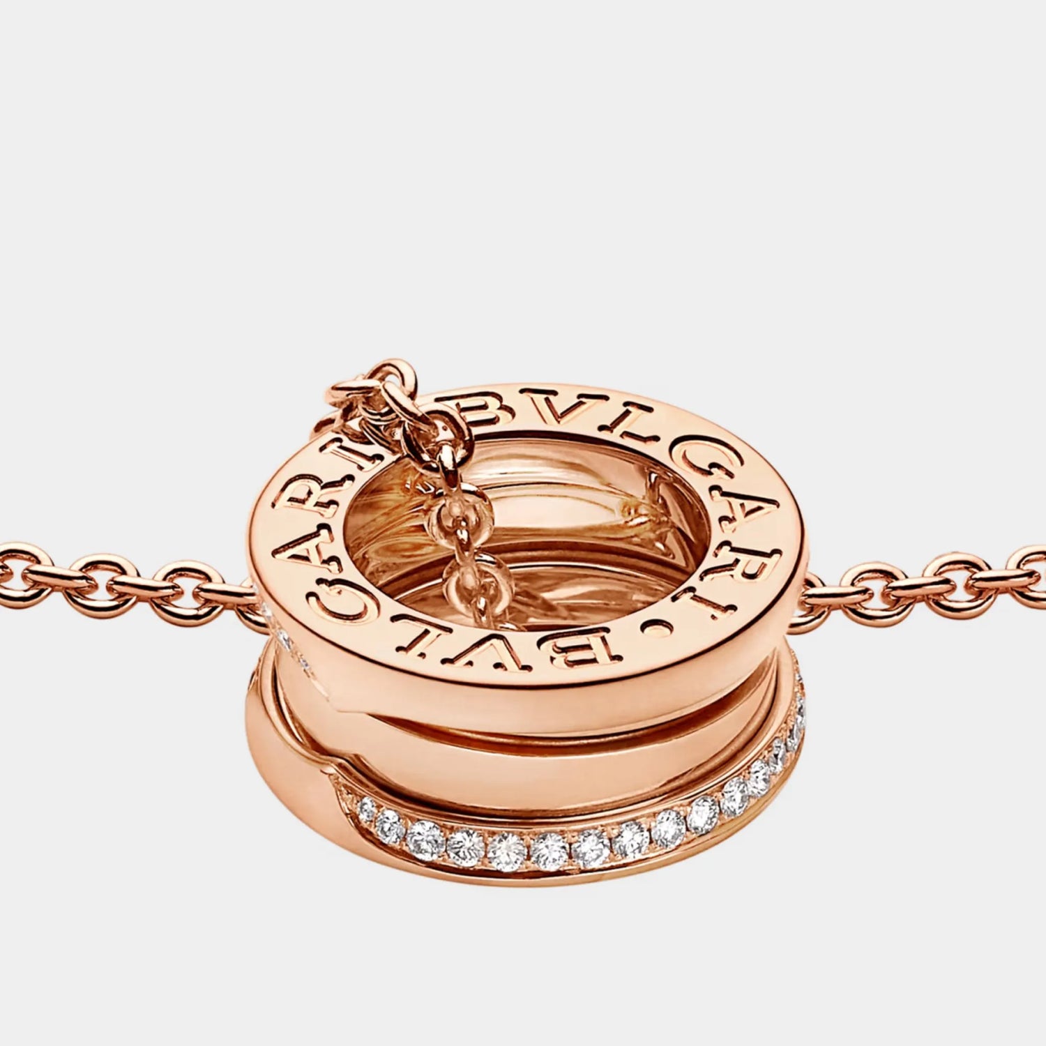 B.zero1 gold pendant demi-pavé diamonds the edges necklace