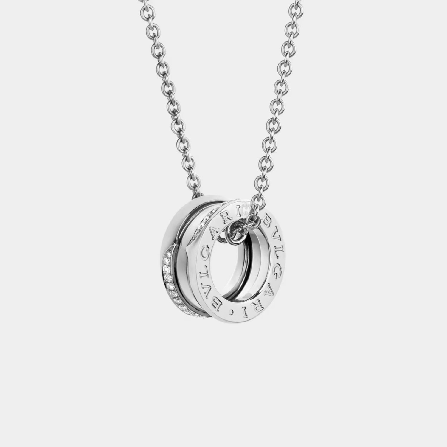 B.zero1 gold pendant demi-pavé diamonds the edges necklace