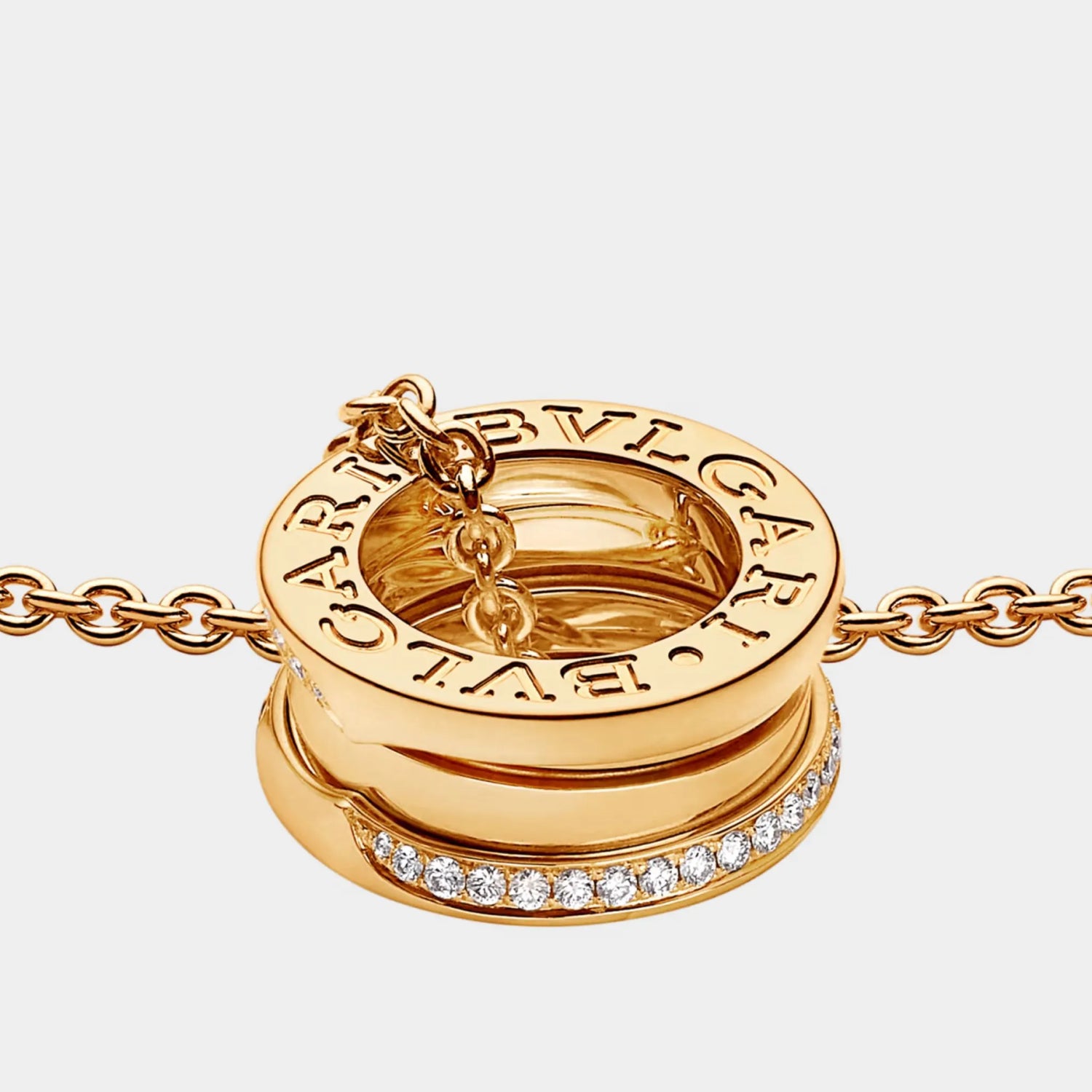 B.zero1 gold pendant demi-pavé diamonds the edges necklace