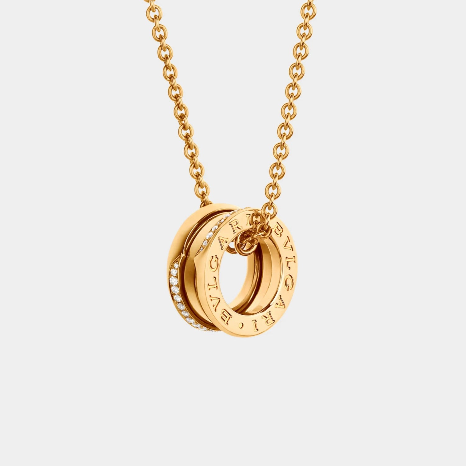B.zero1 gold pendant demi-pavé diamonds the edges necklace