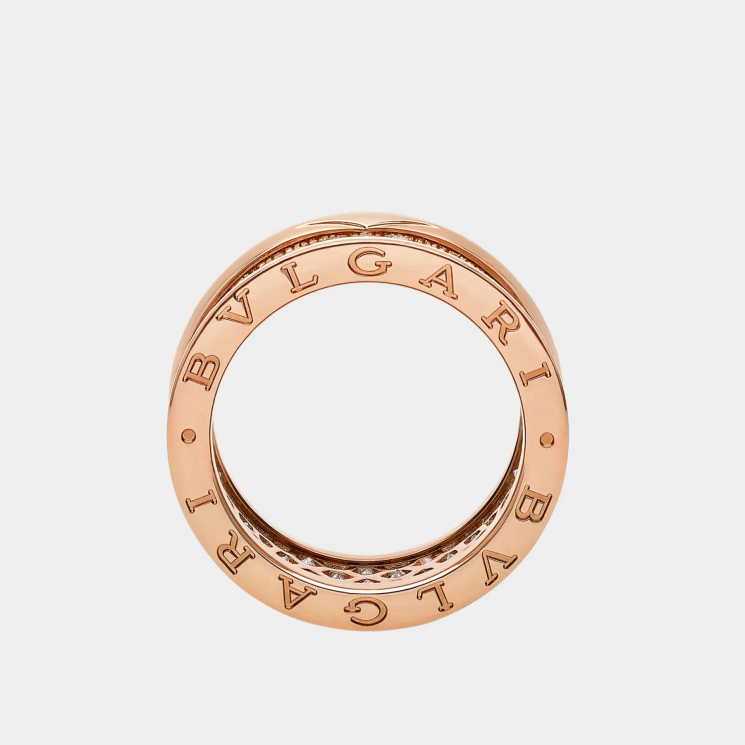 Bvlgari B.zero1 Gold Ring pave Diamonds on the Spiral, Rose Gold, Side