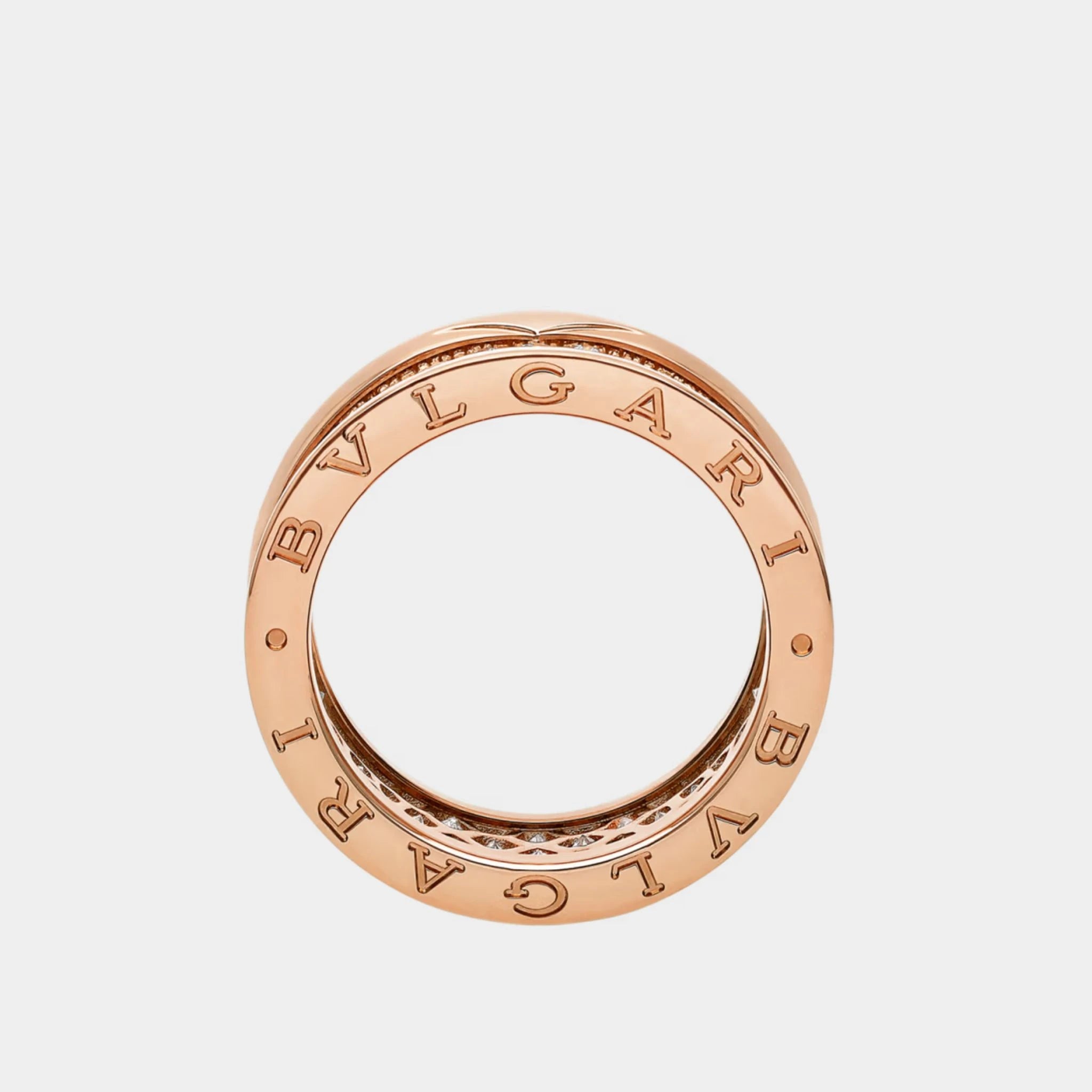Bvlgari B.zero1 Gold Ring pave Diamonds on the Spiral, Rose Gold, Side