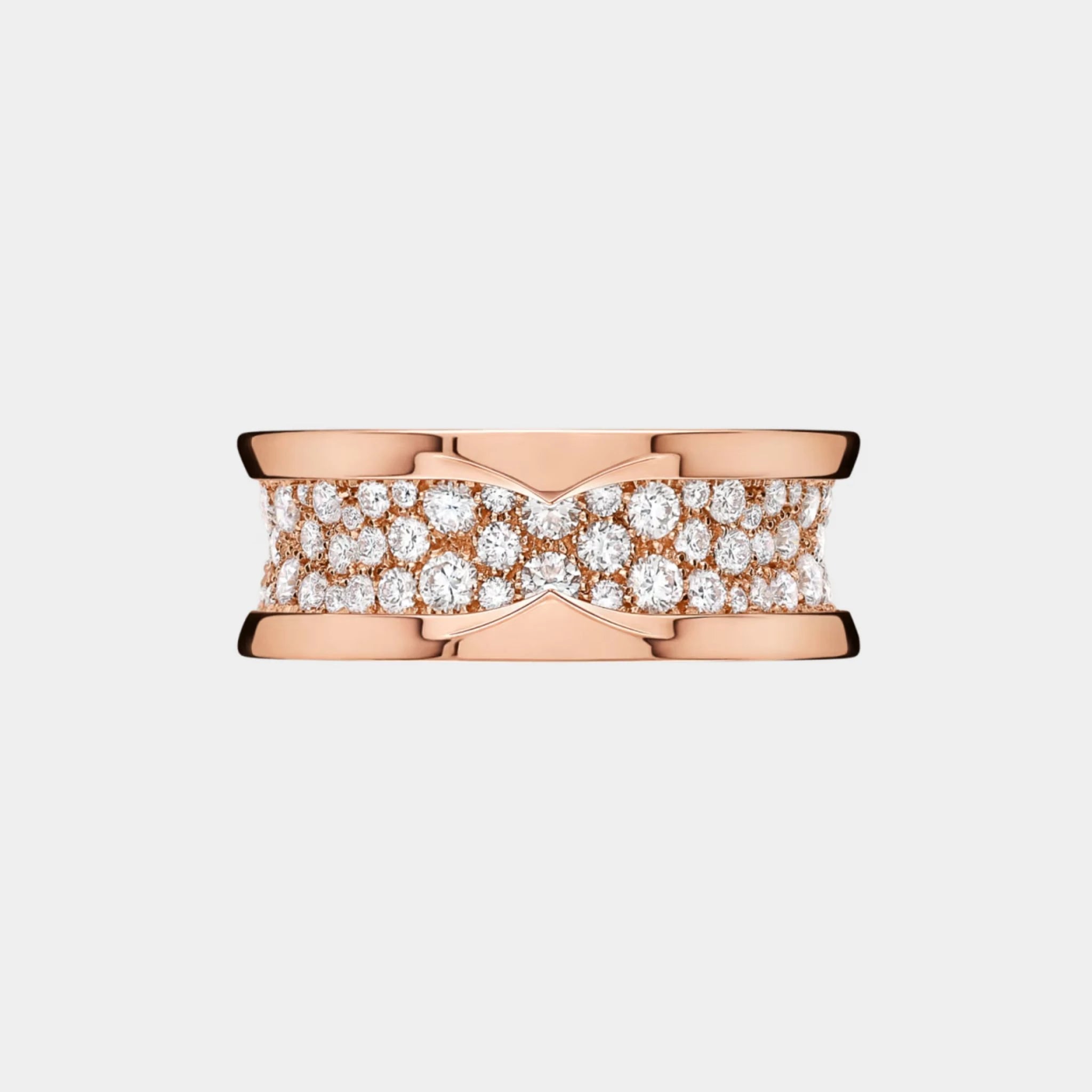 Bvlgari B.zero1 Gold Ring pave Diamonds on the Spiral, Rose Gold, Top