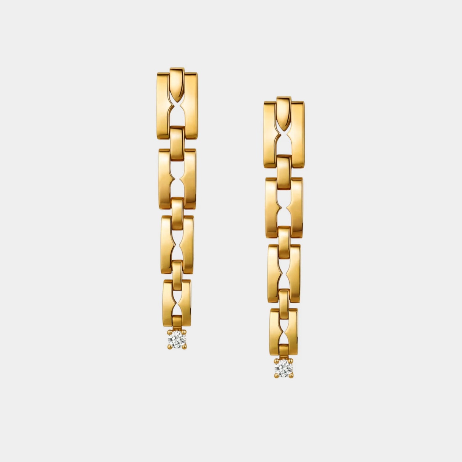 B.zero1 Rock Chain yellow gold pendant earrings , Front