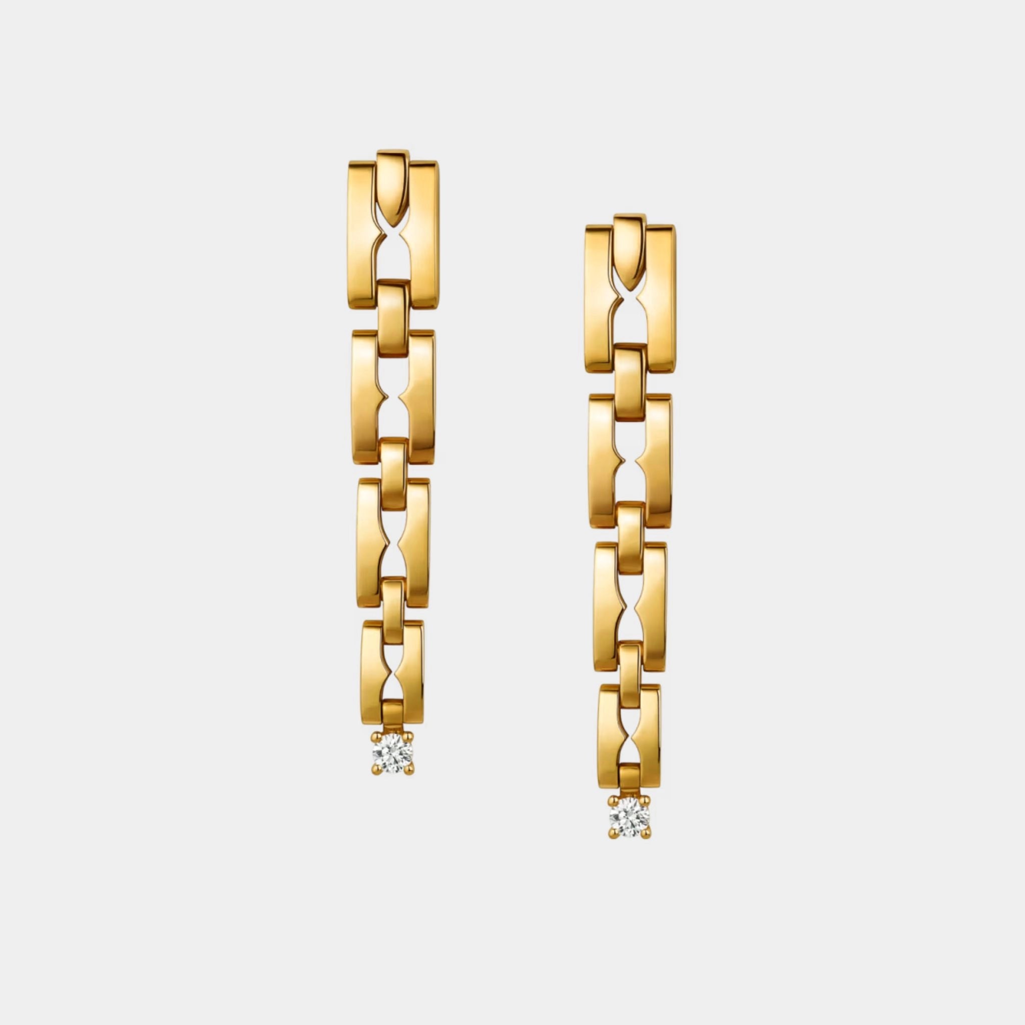 B.zero1 Rock Chain yellow gold pendant earrings , Front