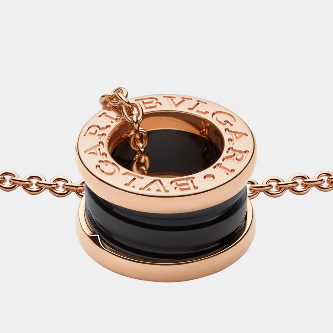Bvlgari B.zero1 Rose Gold &amp; Black Ceramic Pendant Necklace , Closeup