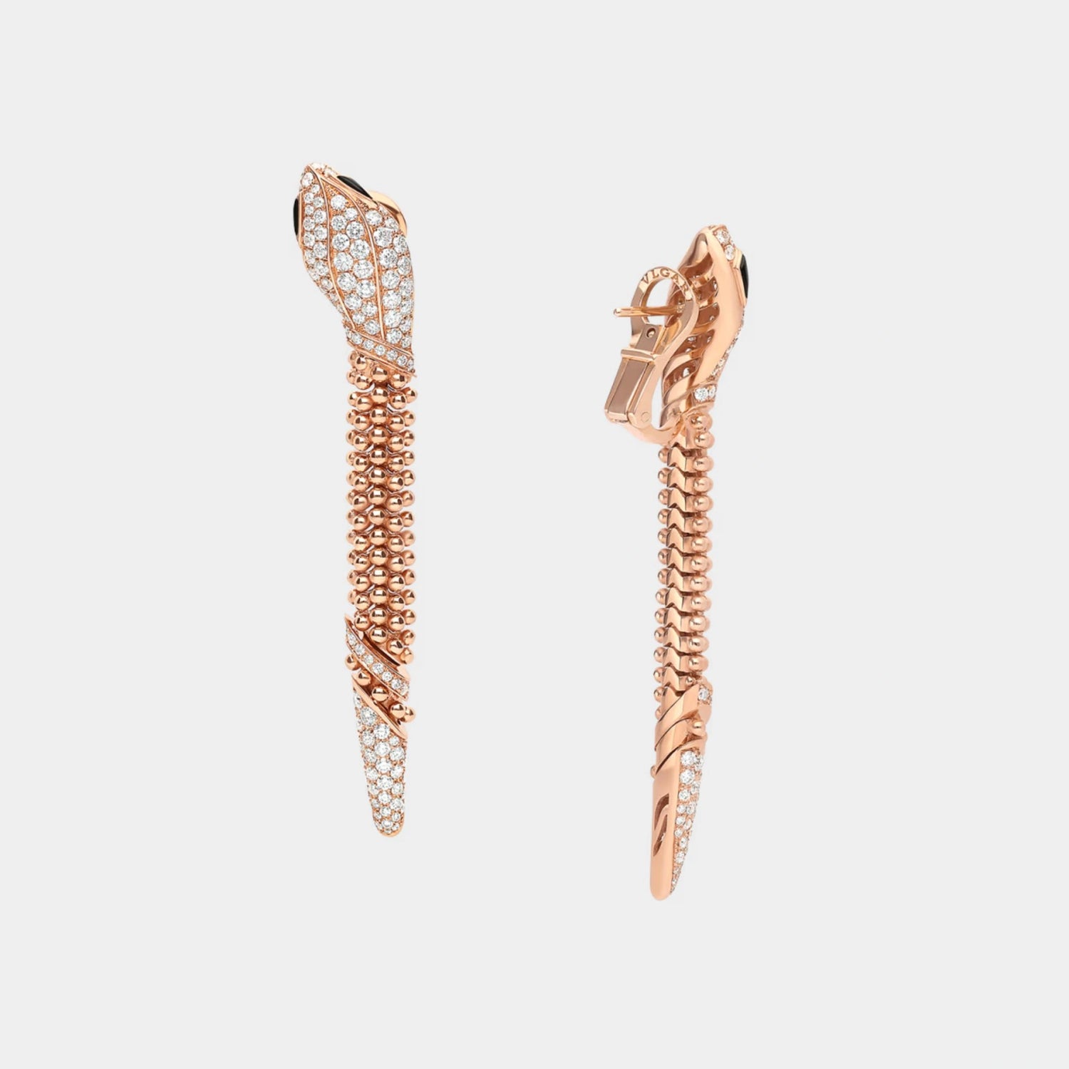 Bvlgari Serpenti Diamond Earrings , Rose Gold, Back
