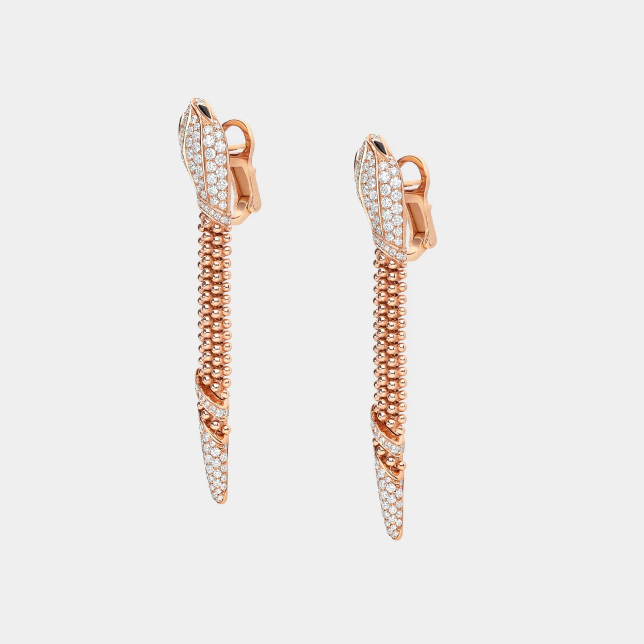 Bvlgari Serpenti Diamond Earrings , Rose Gold, Side