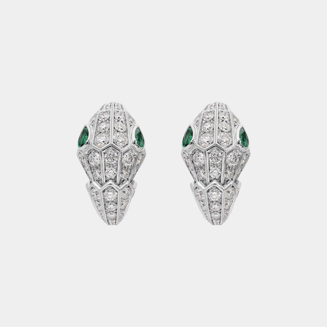 Serpenti Earrings with Emerald Eyes &amp; Full Pave Diamonds