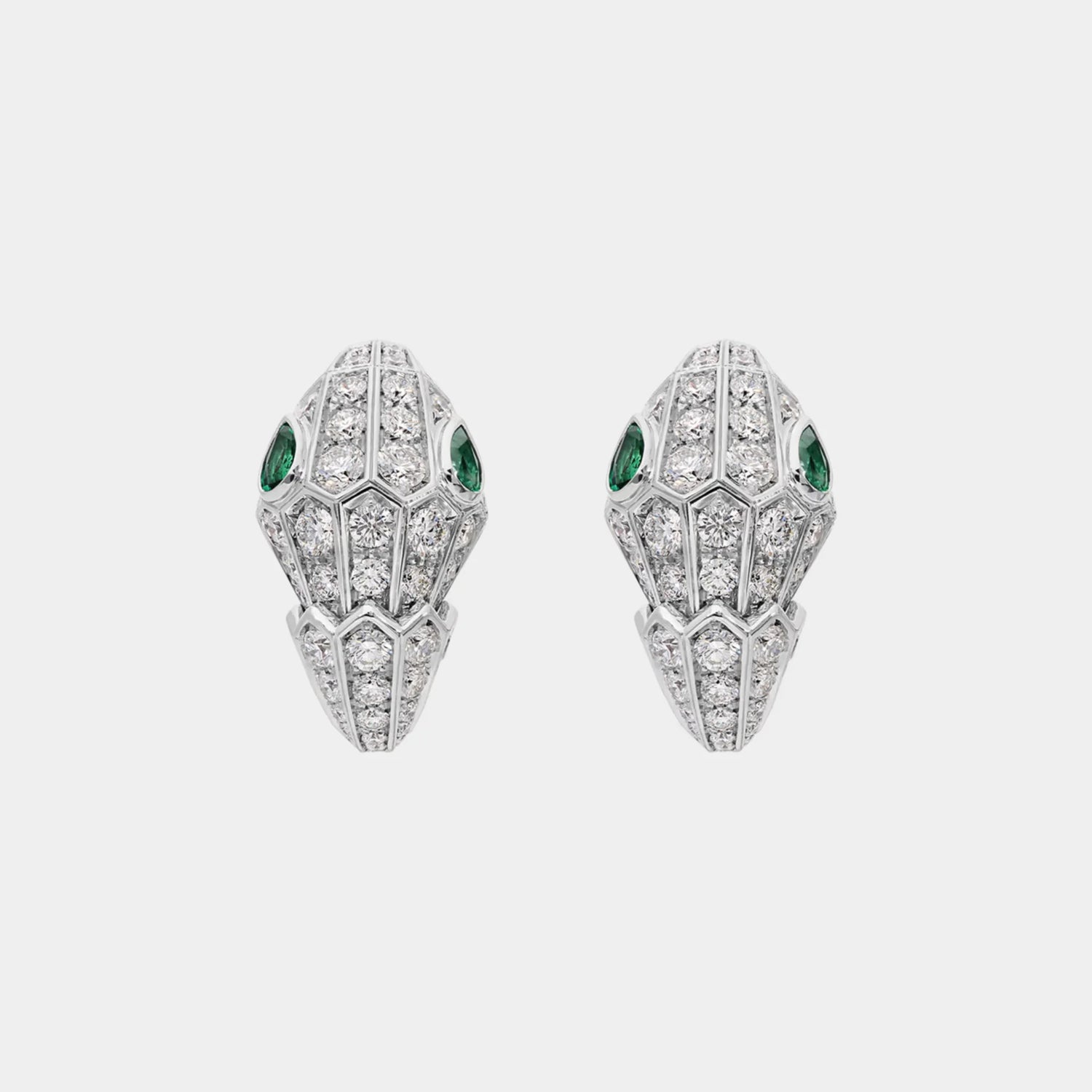 Serpenti Earrings with Emerald Eyes &amp; Full Pave Diamonds