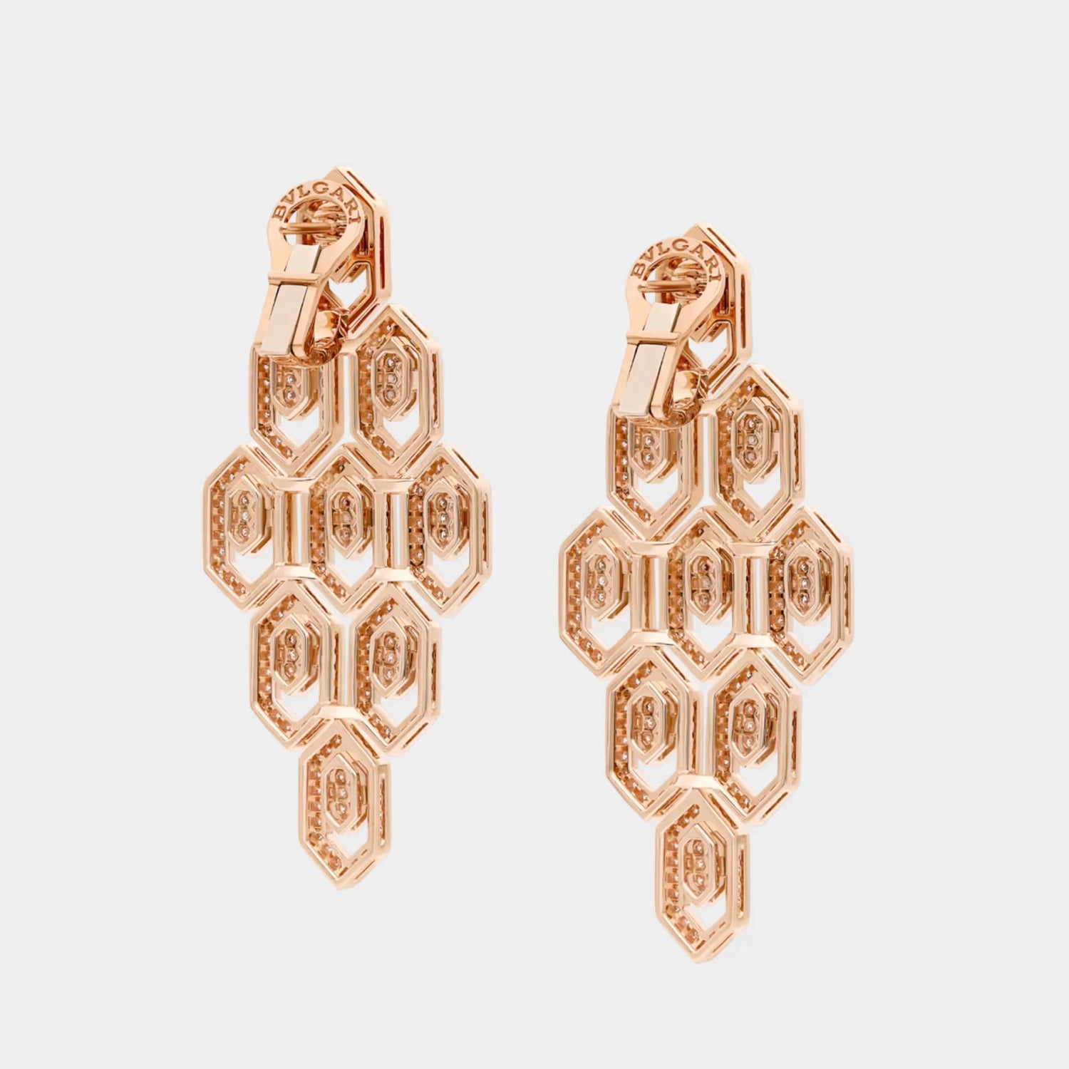 Serpenti rose gold diamond Earrings, Back