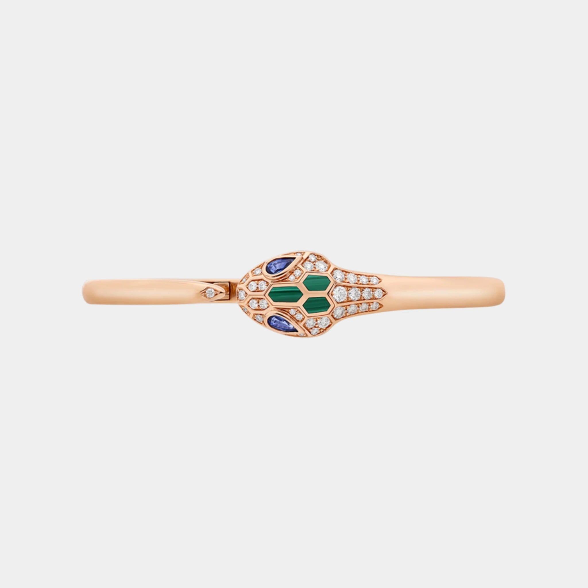 Bvlgari Serpenti Seduttori Bracelet with Sapphire Malachite &amp; Diamonds, Rose Gold, Front