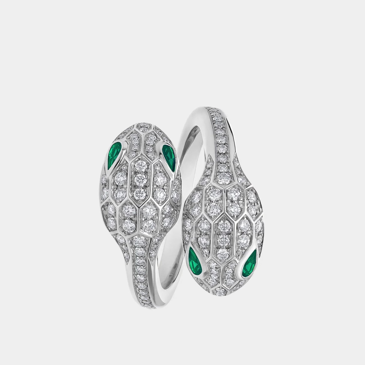 Serpenti Seduttori Diamond Ring With Gems, White gold, front
