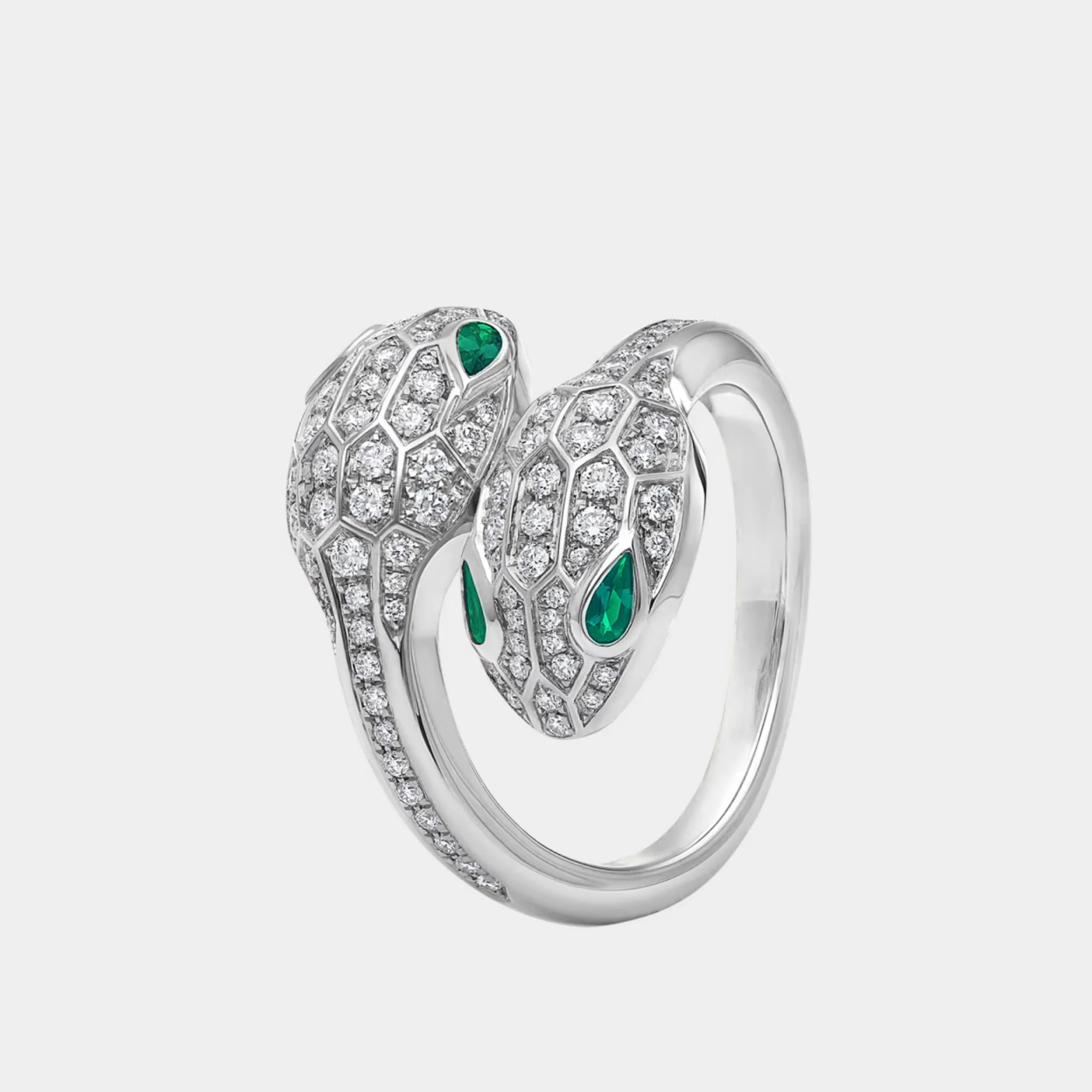 Serpenti Seduttori Diamond Ring With Gems, White gold, Side